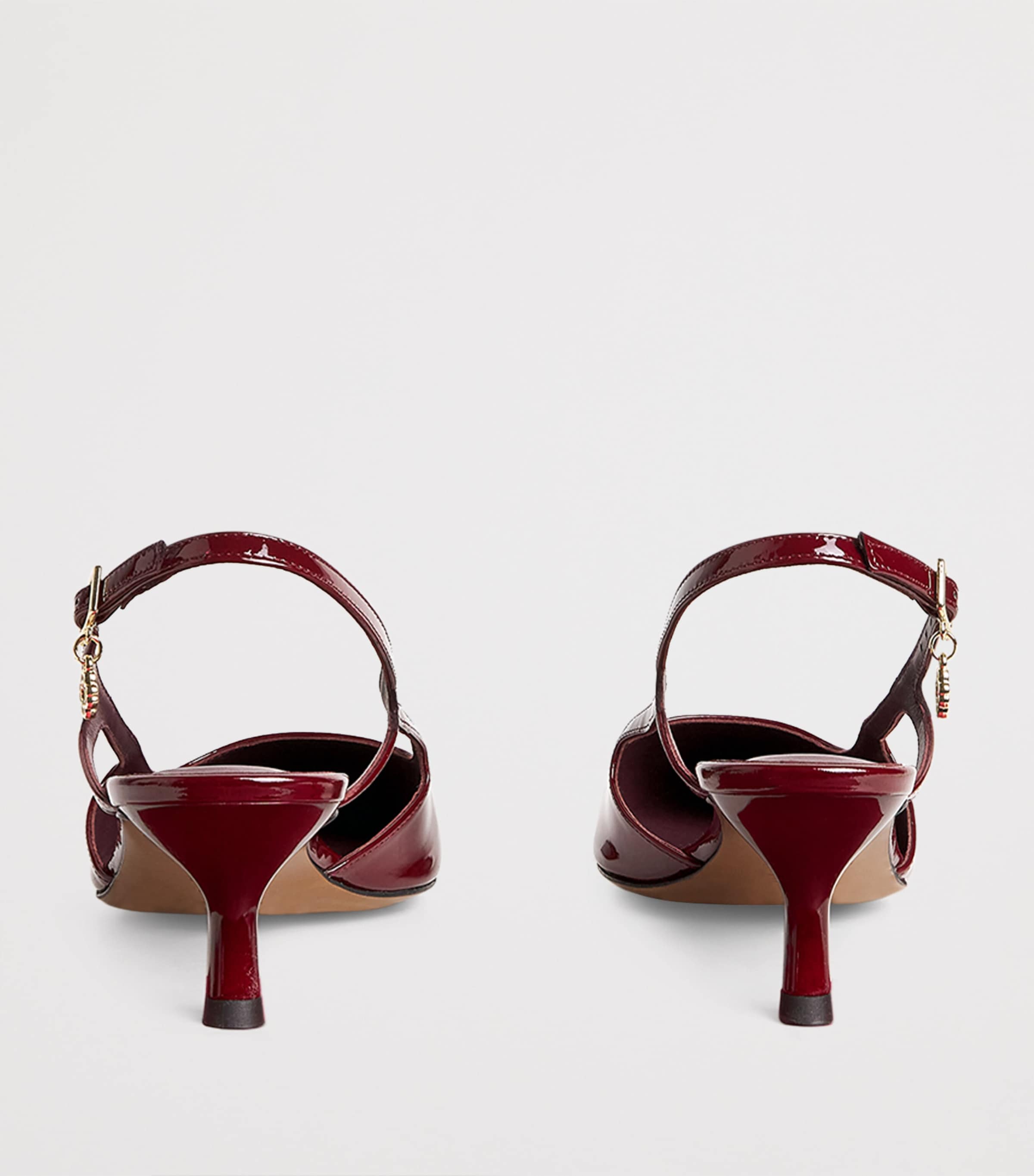 Patent Leather Slingback Pumps 70 BURGUNDY Image 4