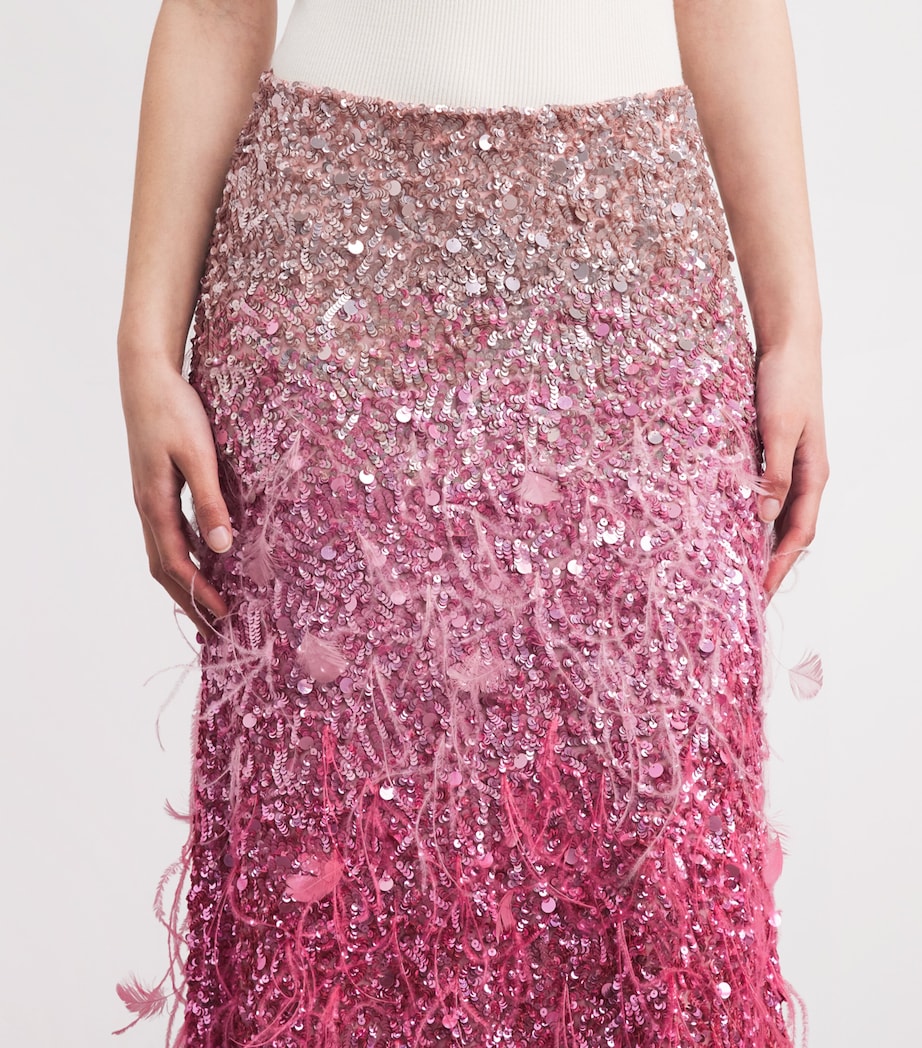 Alice+Olivia Womens Embellished Ashton Maxi Skirt Asc Ombre Pink Image 3