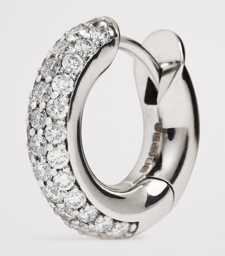 White Gold and Diamond Macro Single Hoop Earring WHITE GOLD Image 5
