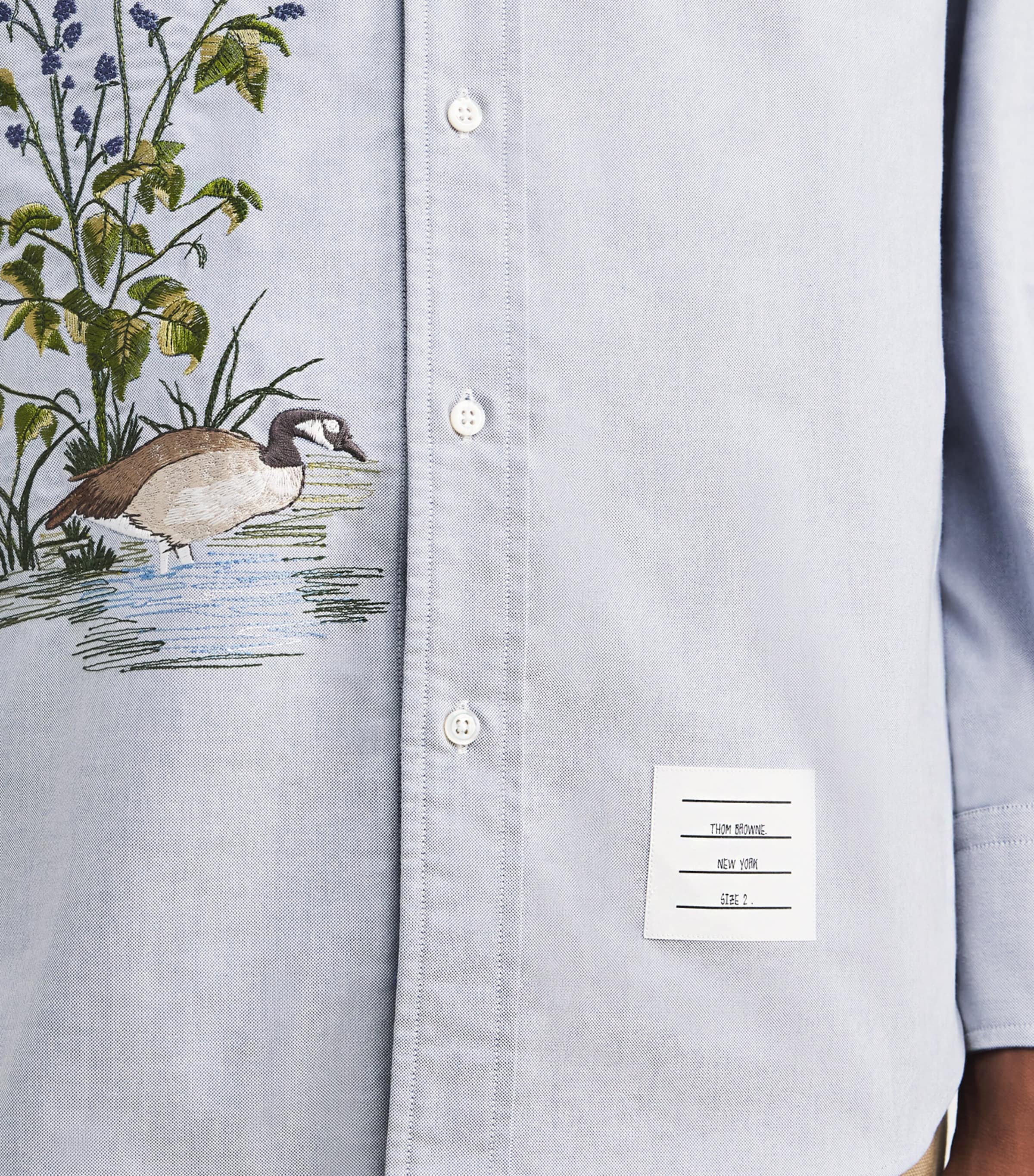 Cotton Embroidered Scenic Goose Shirt LIGHT BLUE Image 6