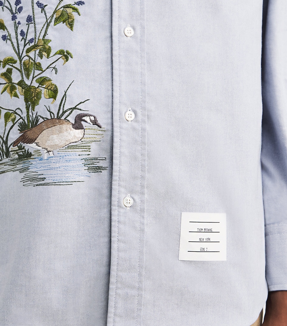 Cotton Embroidered Scenic Goose Shirt LIGHT BLUE Image 6