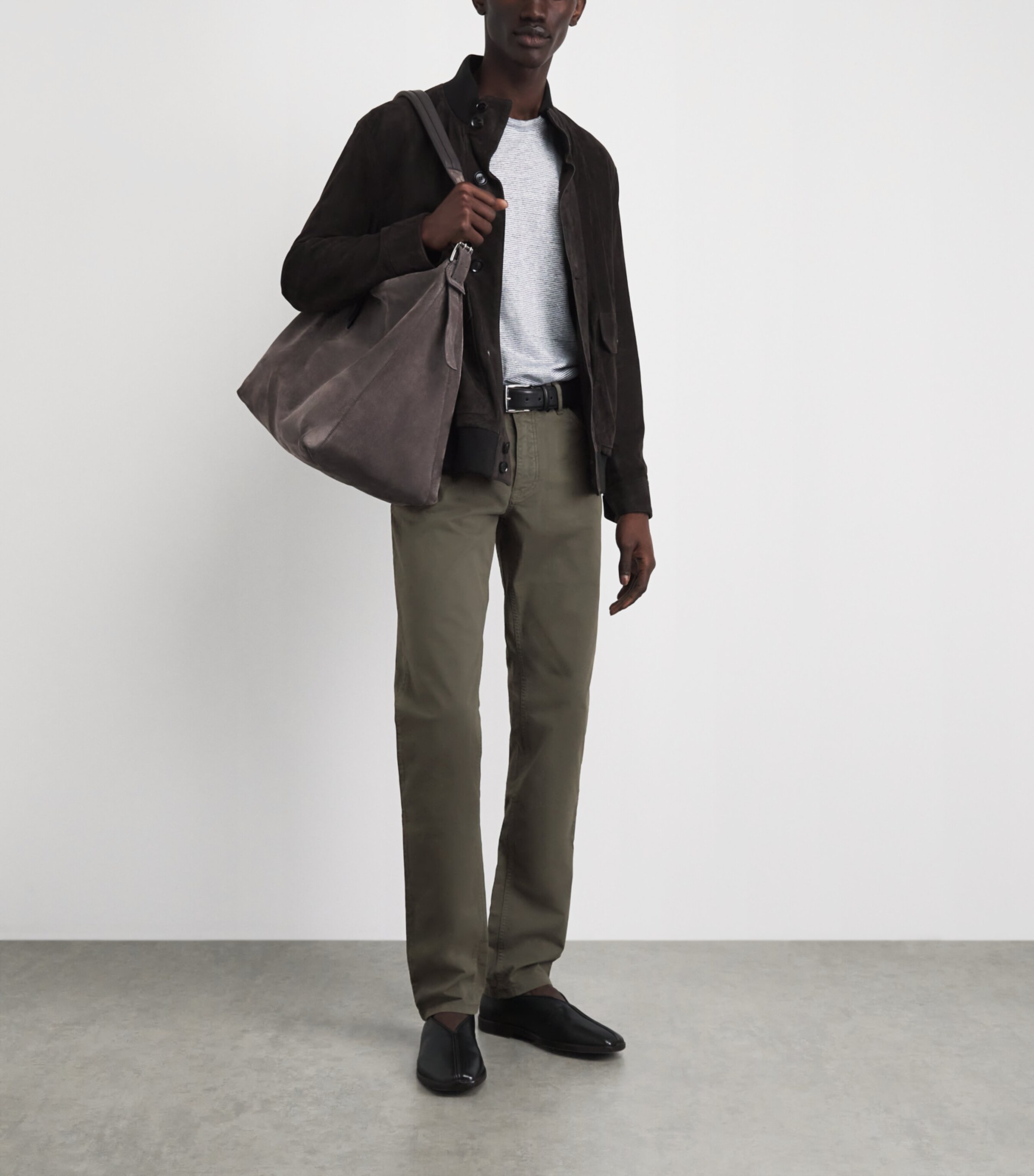 Brioni Mens Stretch-Cotton Straight Trousers Image 2