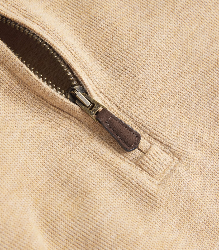 Cotton Logo Quarter-Zip Sweater CAMEL Image 5