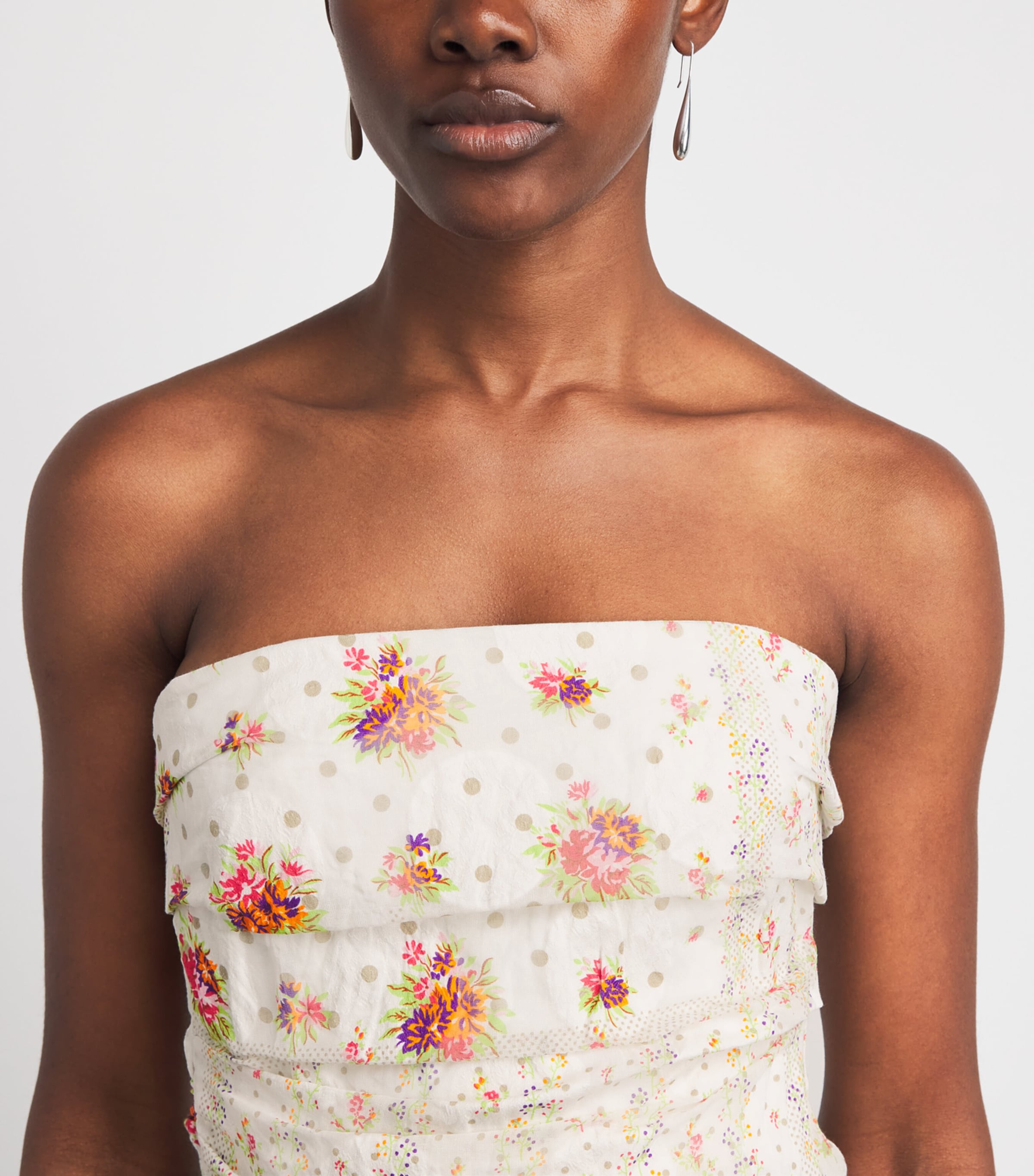 Tory Burch Womens Strapless Floral Midi Dress Multi Floral Image 3