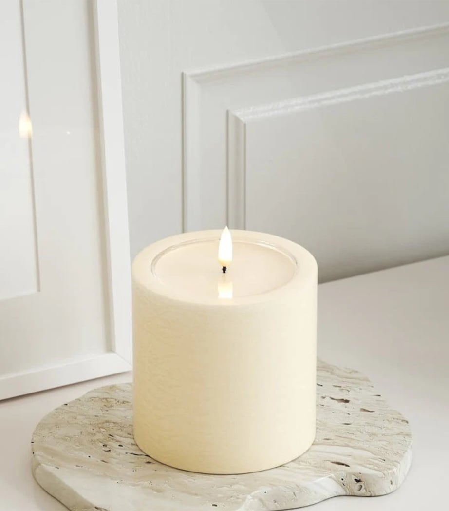 Deluxe Homeart Unique Pillar Candle (10cm) Cream Image 3