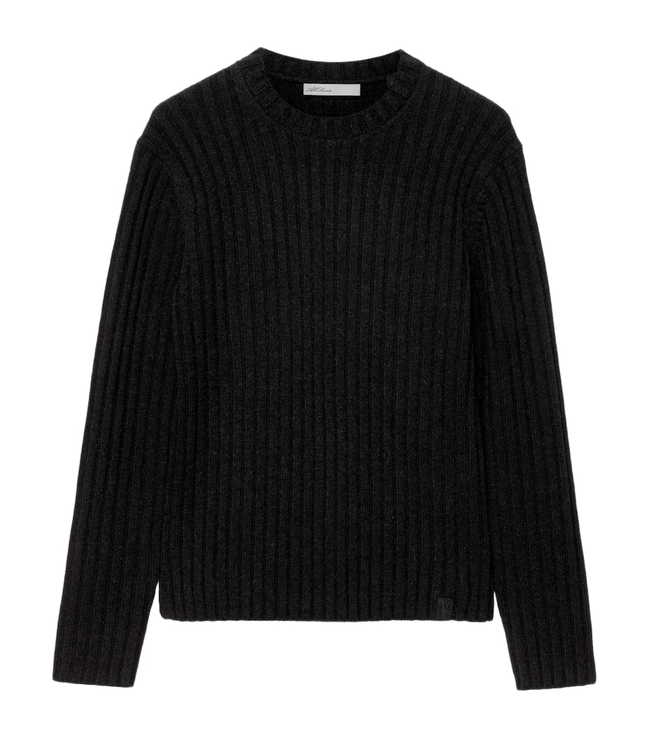 AllSaints Mens Merino-Blend Liev Sweater Cinder Black Marl Image 1