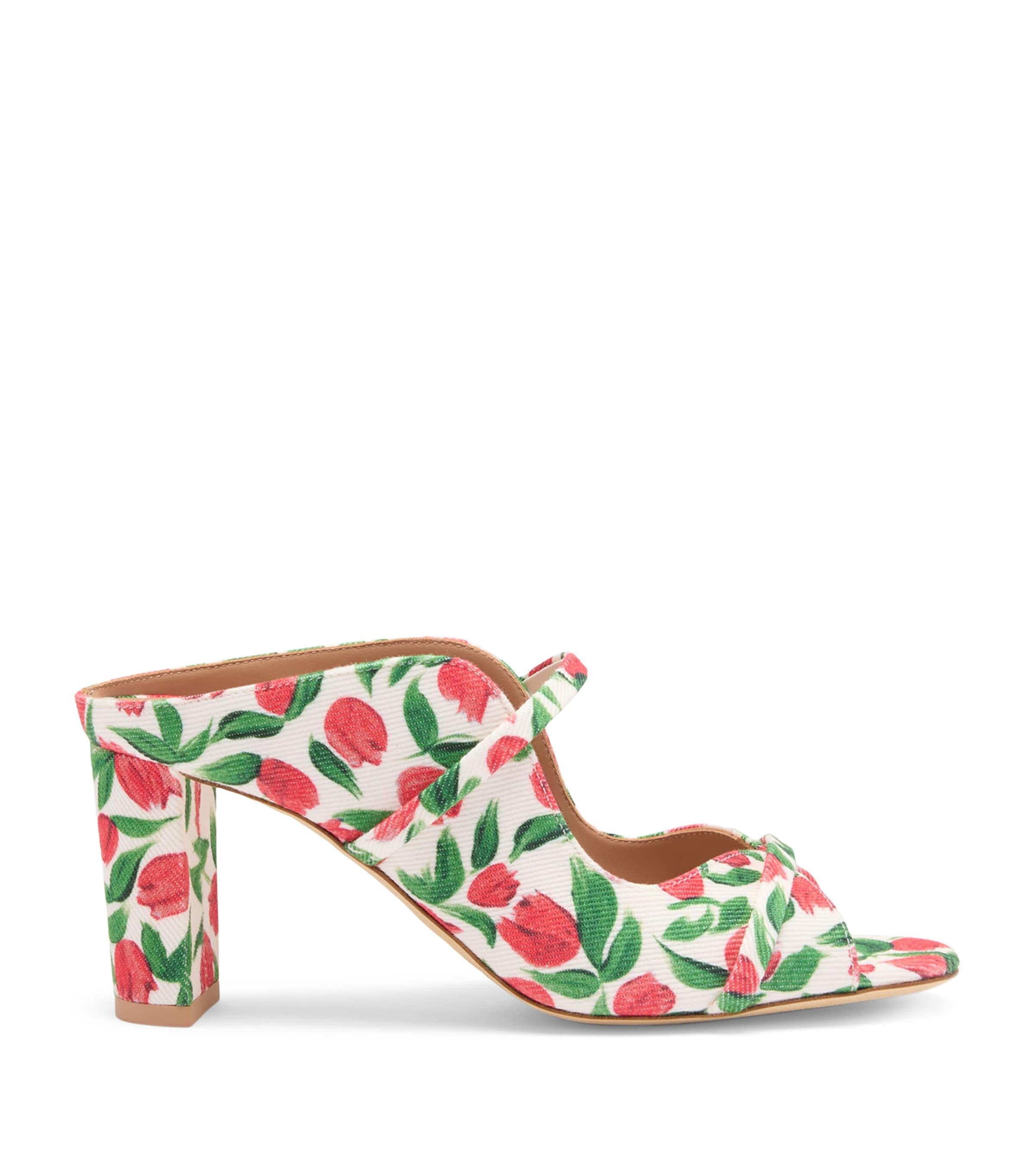 Malone Souliers Canvas Tulip Print Norah Heeled Sandals 70 Red Image 1