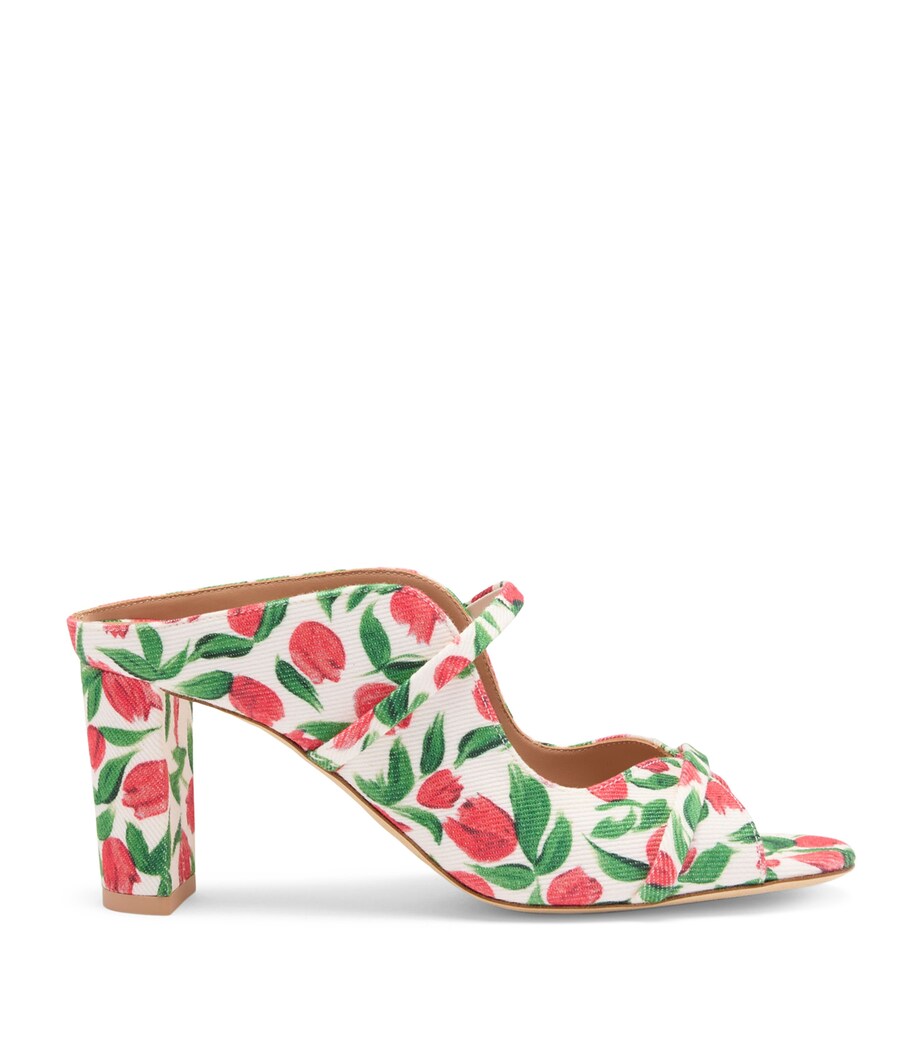Malone Souliers Canvas Tulip Print Norah Heeled Sandals 70 Red Image 1