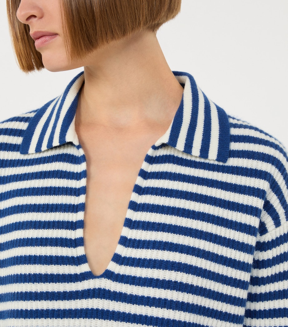 Cashmere Stripe Sweater WHITE BLUE Image 5