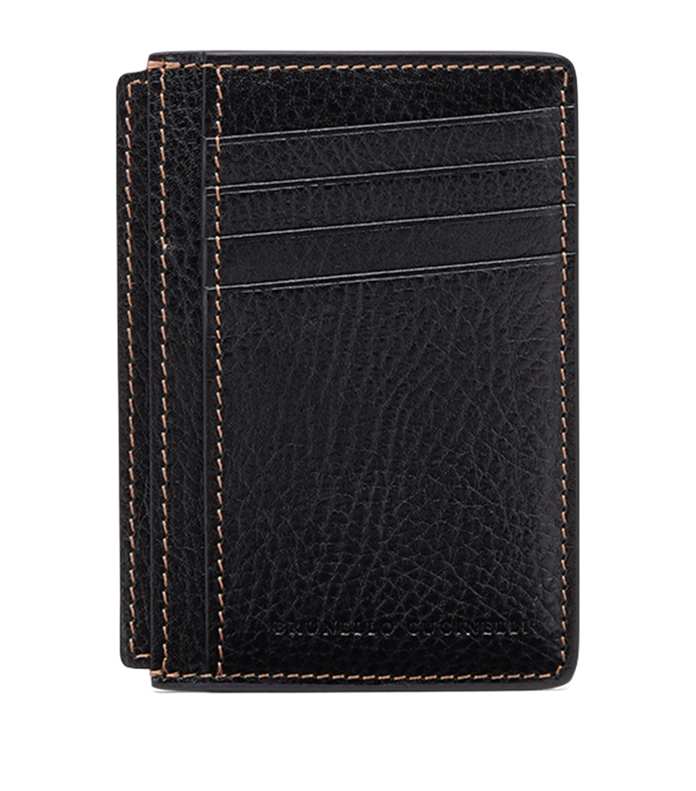 Brunello Cucinelli Calfskin Card Case In Black