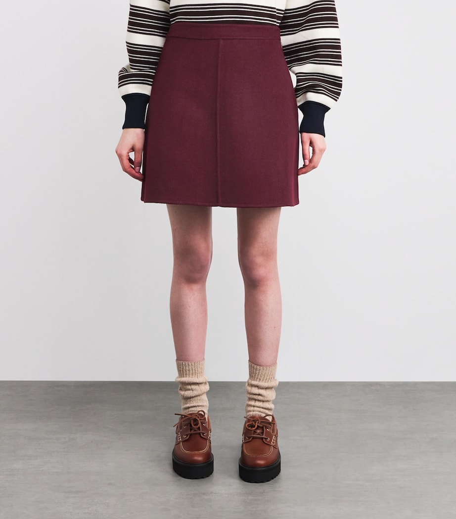 Wool Mini Skirt BURGUNDY Image 3