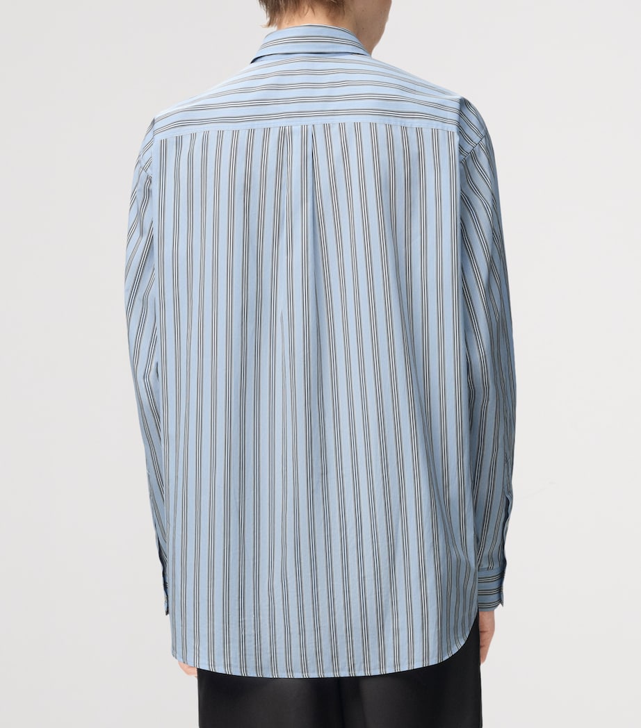 LOEWE Mens Stripe Anagram Shirt Blue/white Image 4