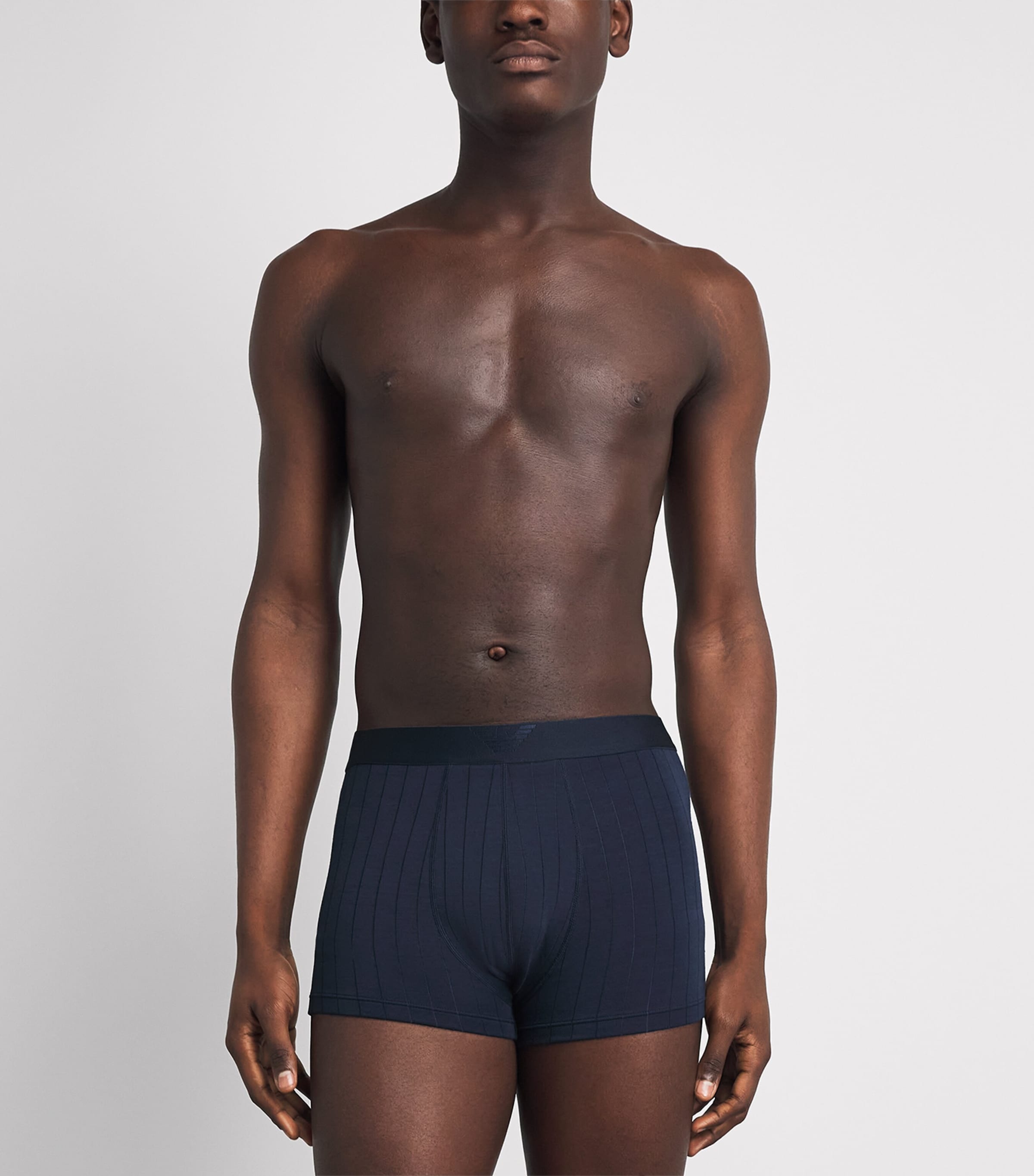 Emporio Armani Mens Modal-Blend Logo Boxer Briefs Blu Strip Image 2