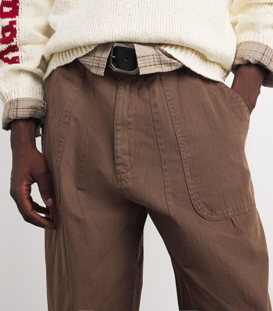 Cotton Herringbone Parachute Trousers BROWN Image 6