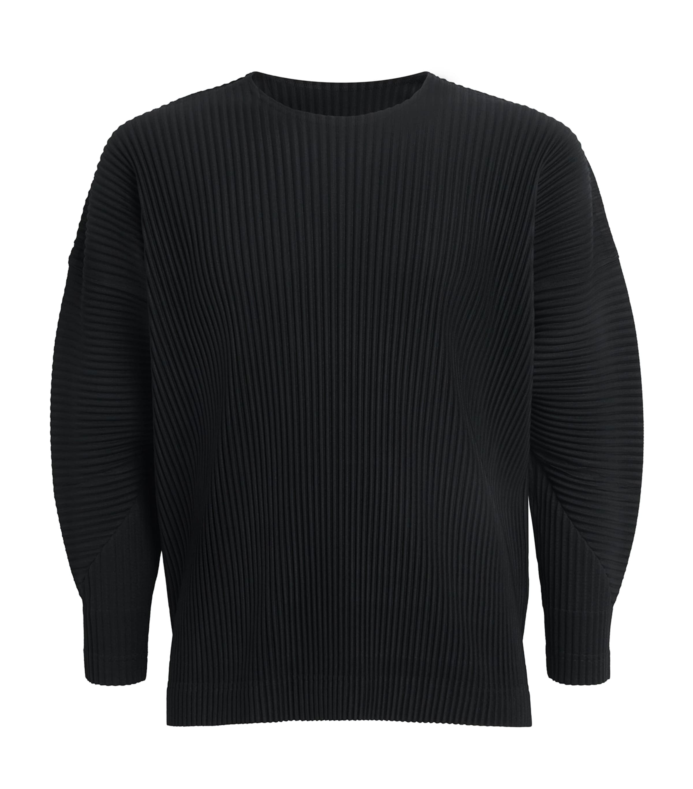 Pleated Long-Sleeve T-Shirt 15-BLACK Image 1