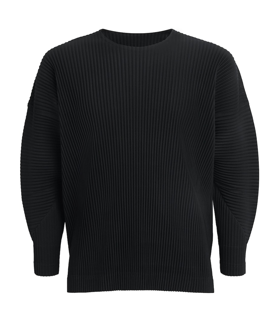 Pleated Long-Sleeve T-Shirt 15-BLACK Image 1