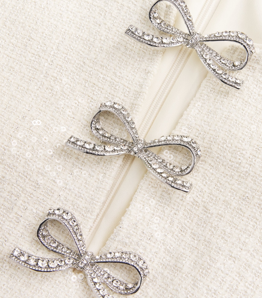 Sequin Bouclé Bow Midi Dress CREAM Image 4