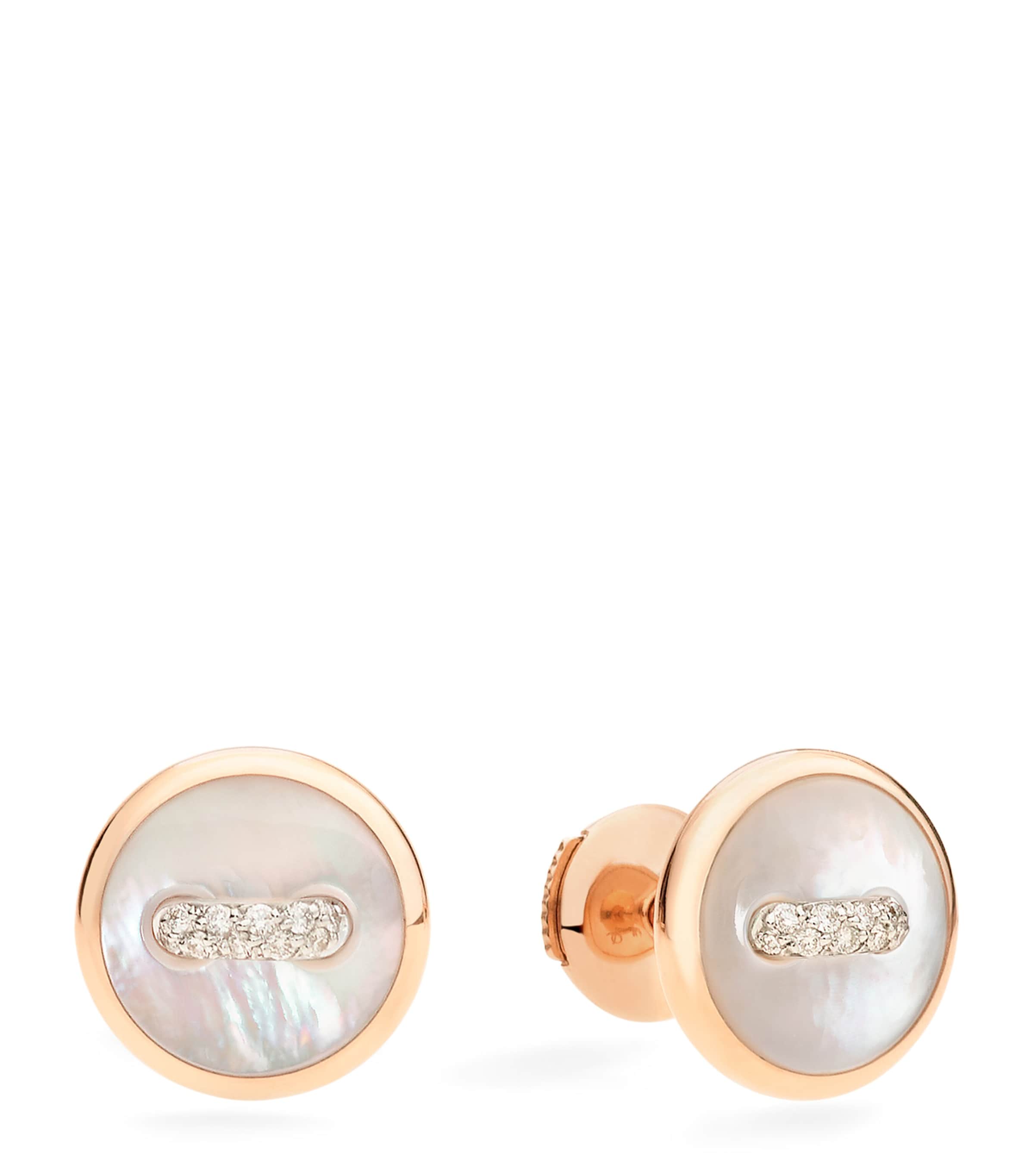 Pomellato Rose Gold, Diamond And Mother-of-pearl Pom Pom Dot Stud Earrings In Rose Gold