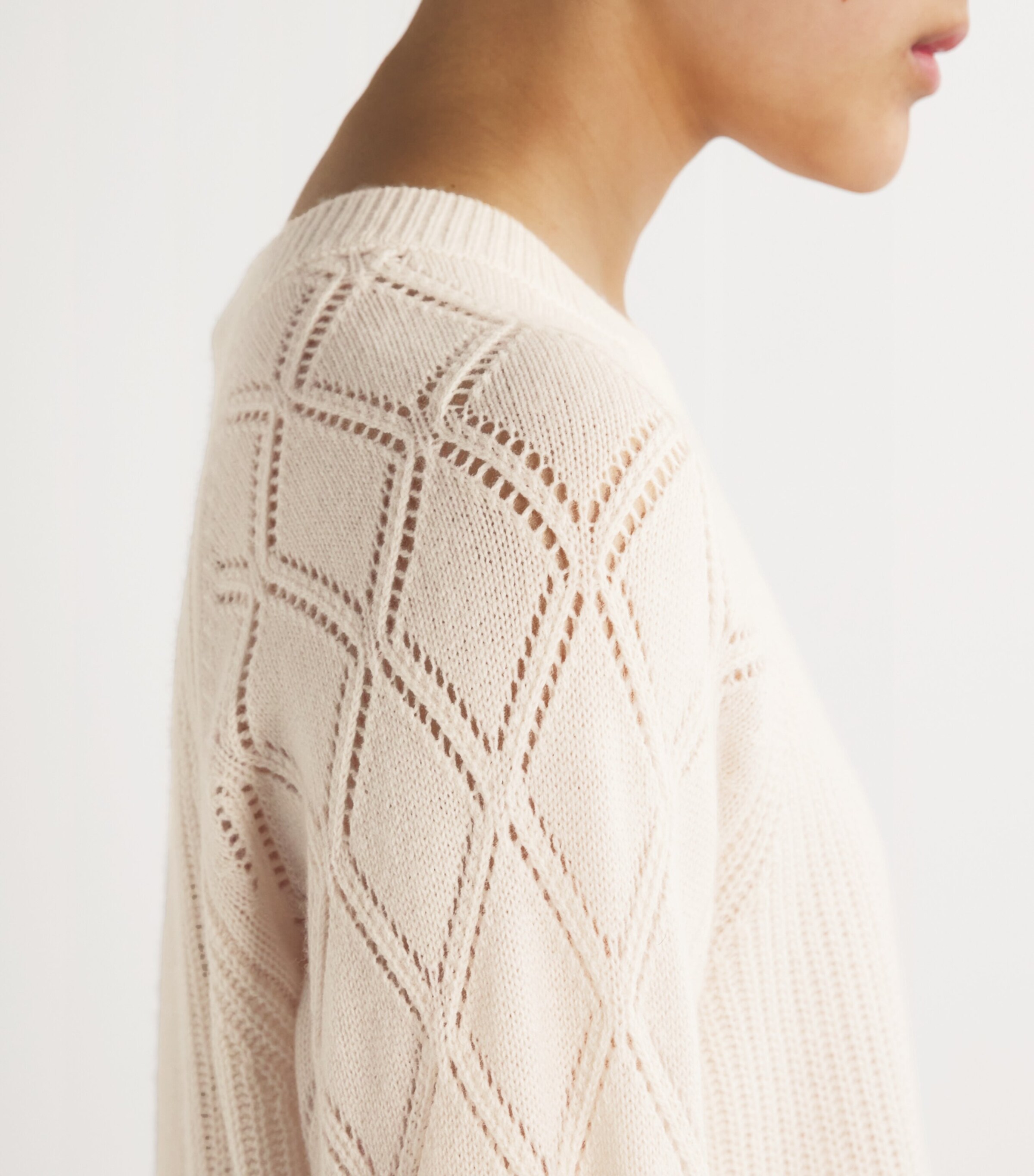 PAIGE Womens Cashmere Pointelle-Sleeve Monserrat Sweater Ivory Image 6