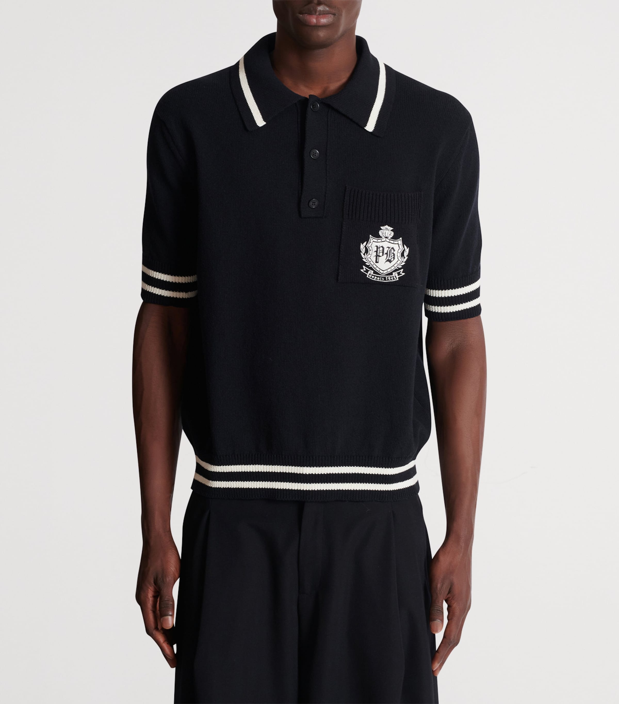 College Emblem Polo Shirt EER NOIR/NATUREL Image 2