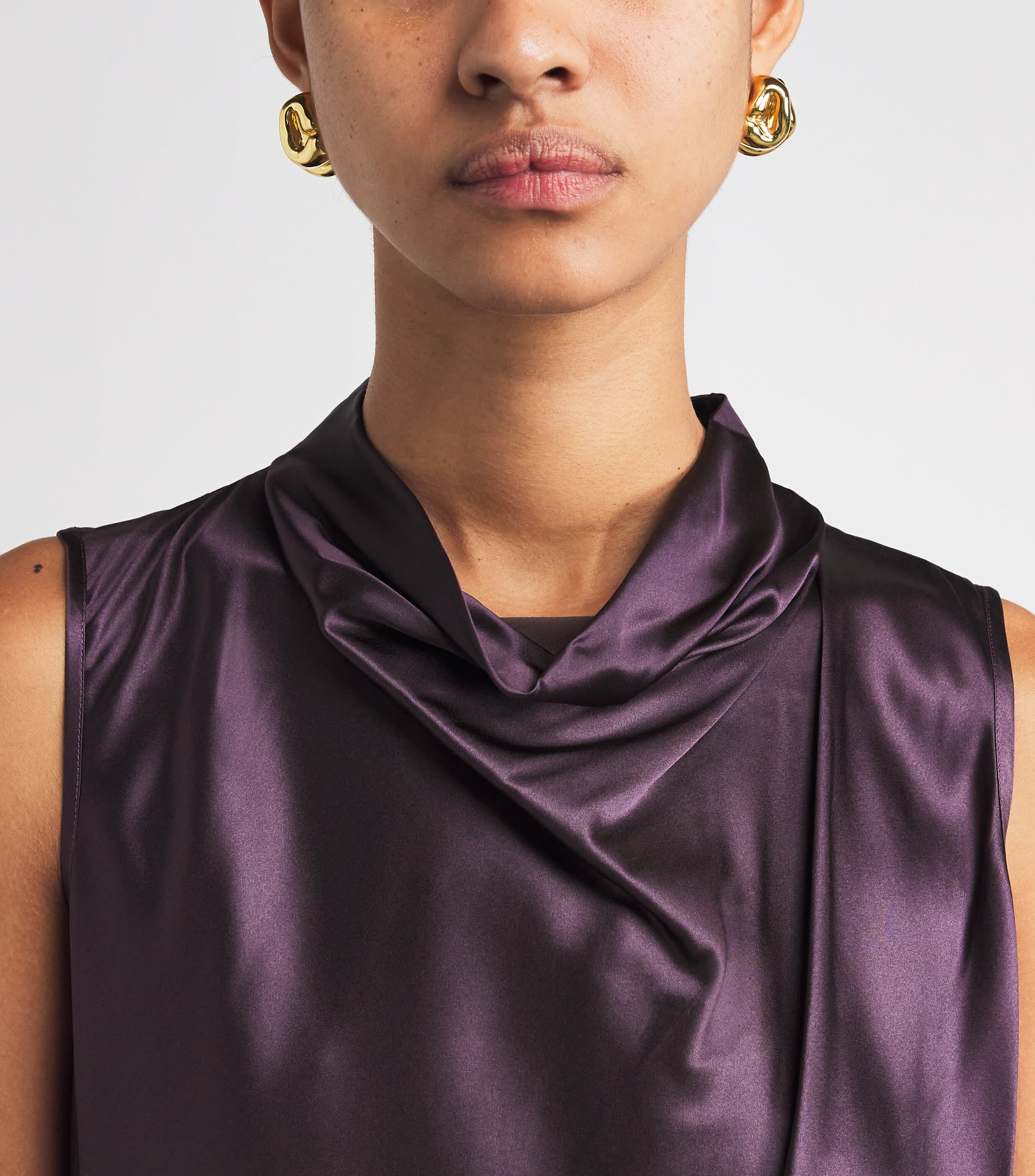 Veronica Beard Womens Silk-Blend Sleeveless Tam Blouse Dark Eggplant Image 3