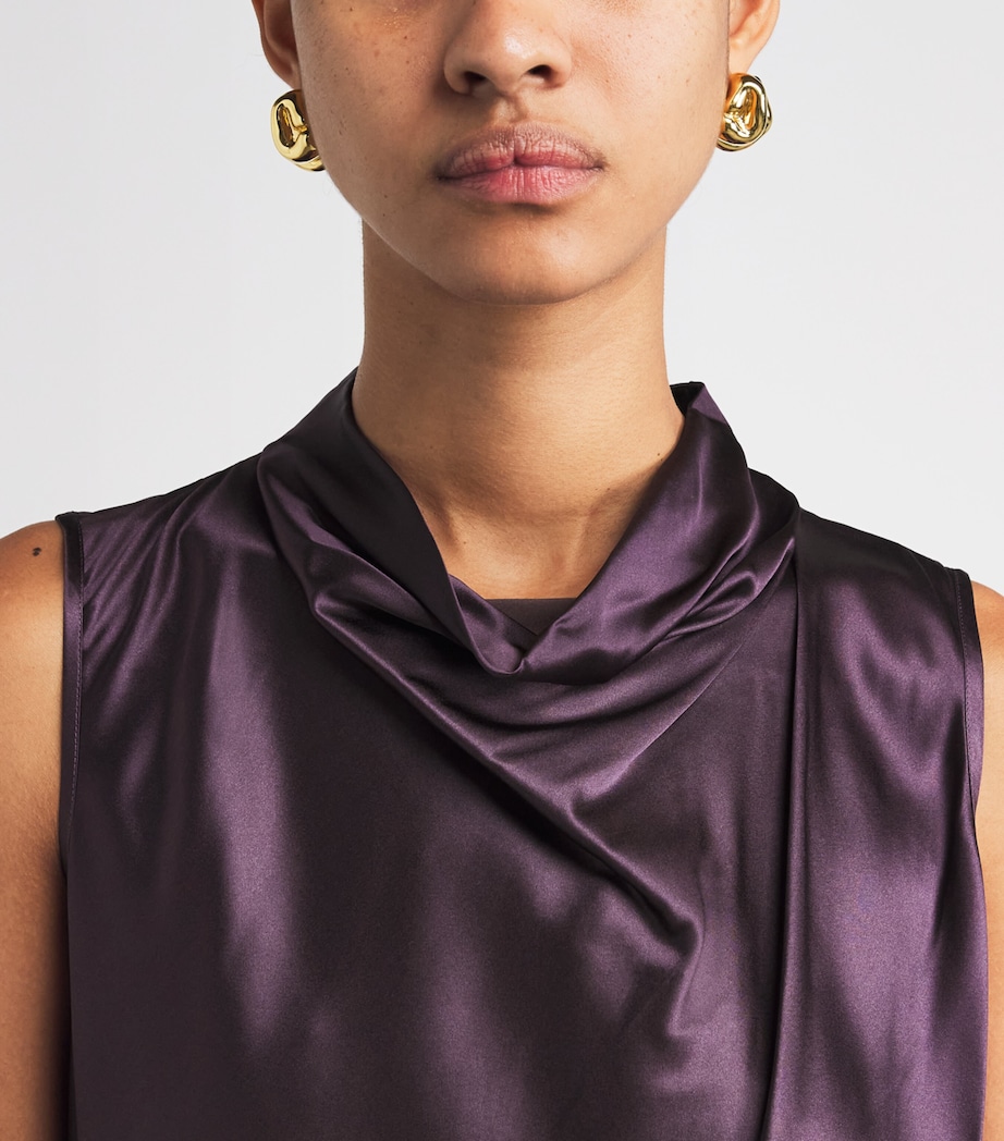 Veronica Beard Womens Silk-Blend Sleeveless Tam Blouse Dark Eggplant Image 3