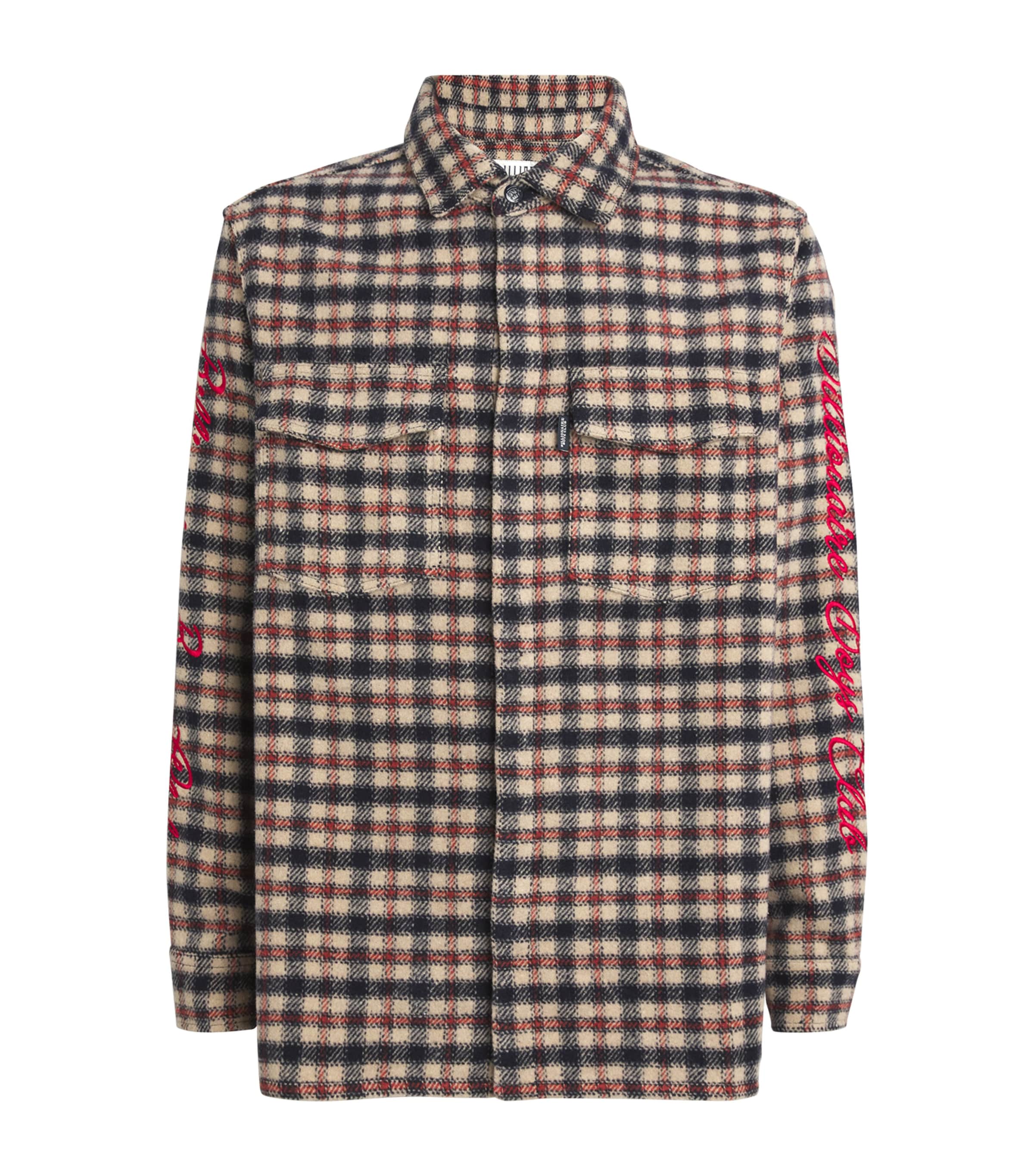 Billionaire Boys Club Chequered Embroidered-logo Shirt In Navy