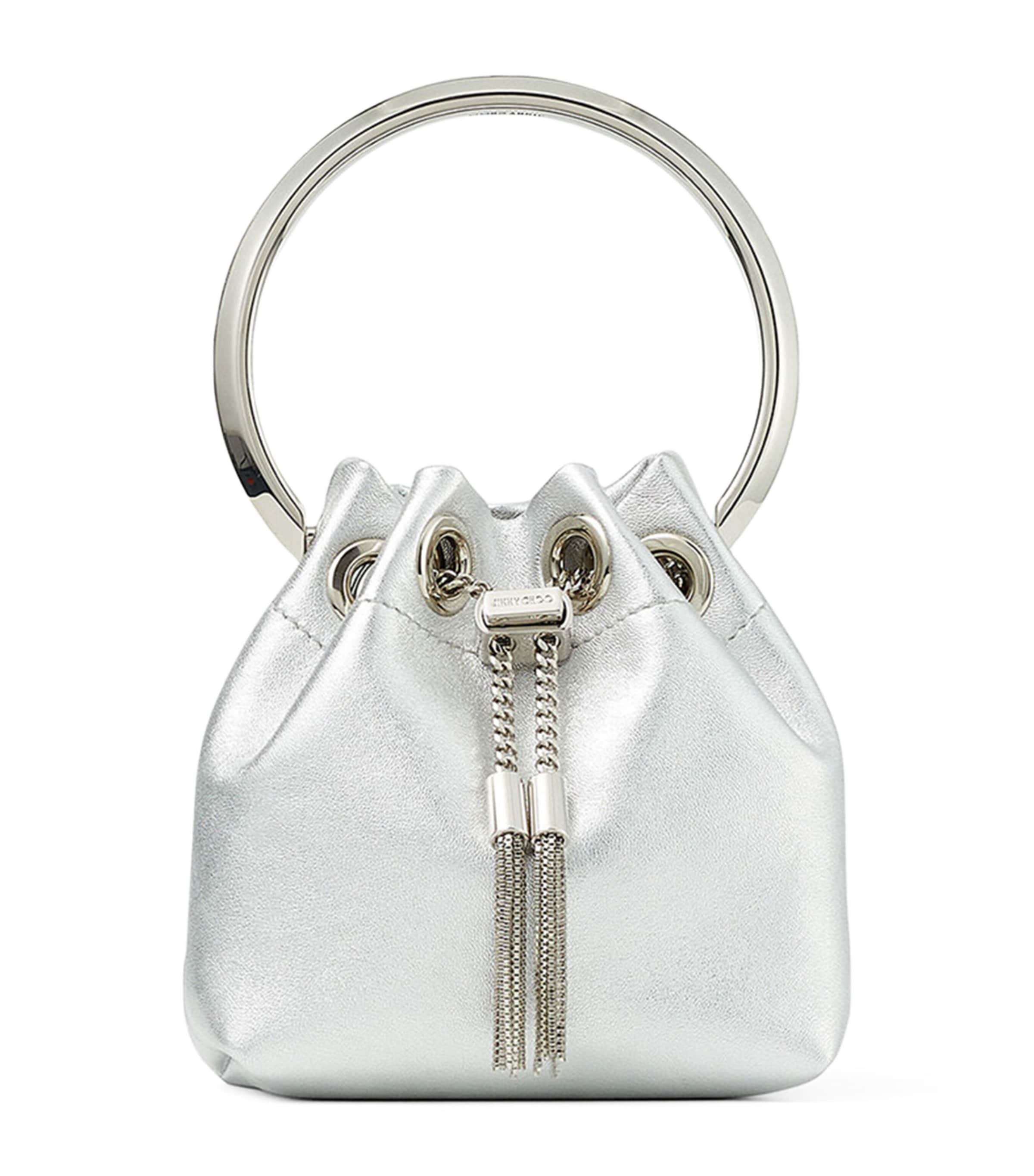 Jimmy Choo Micro Bon Bon Top-handle Bag In Metallic