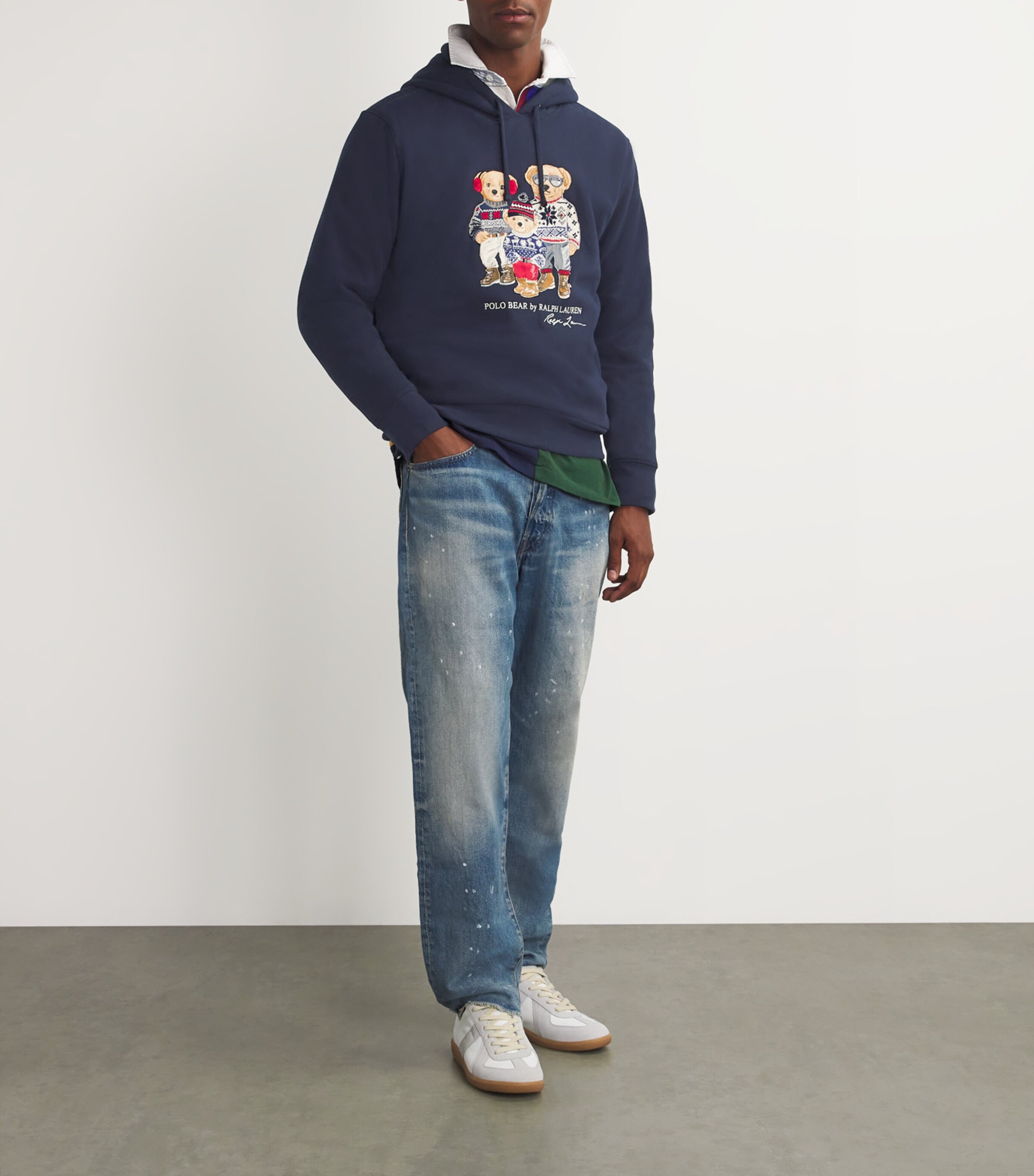 Cotton-Blend Polo Bear Hoodie NAVY Image 2