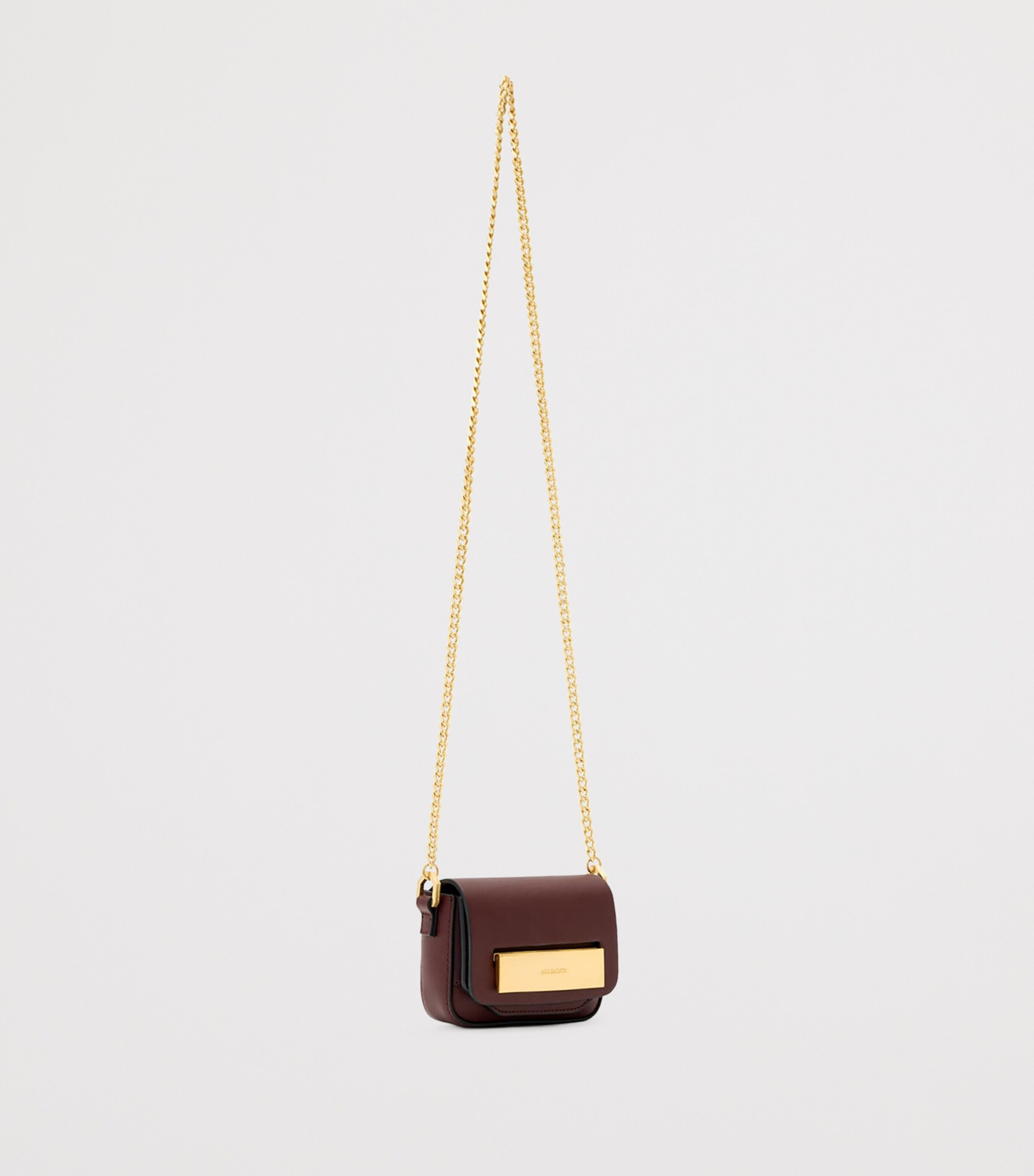 AllSaints Leather Etta Cross-Body Bag Dark Red Image 2