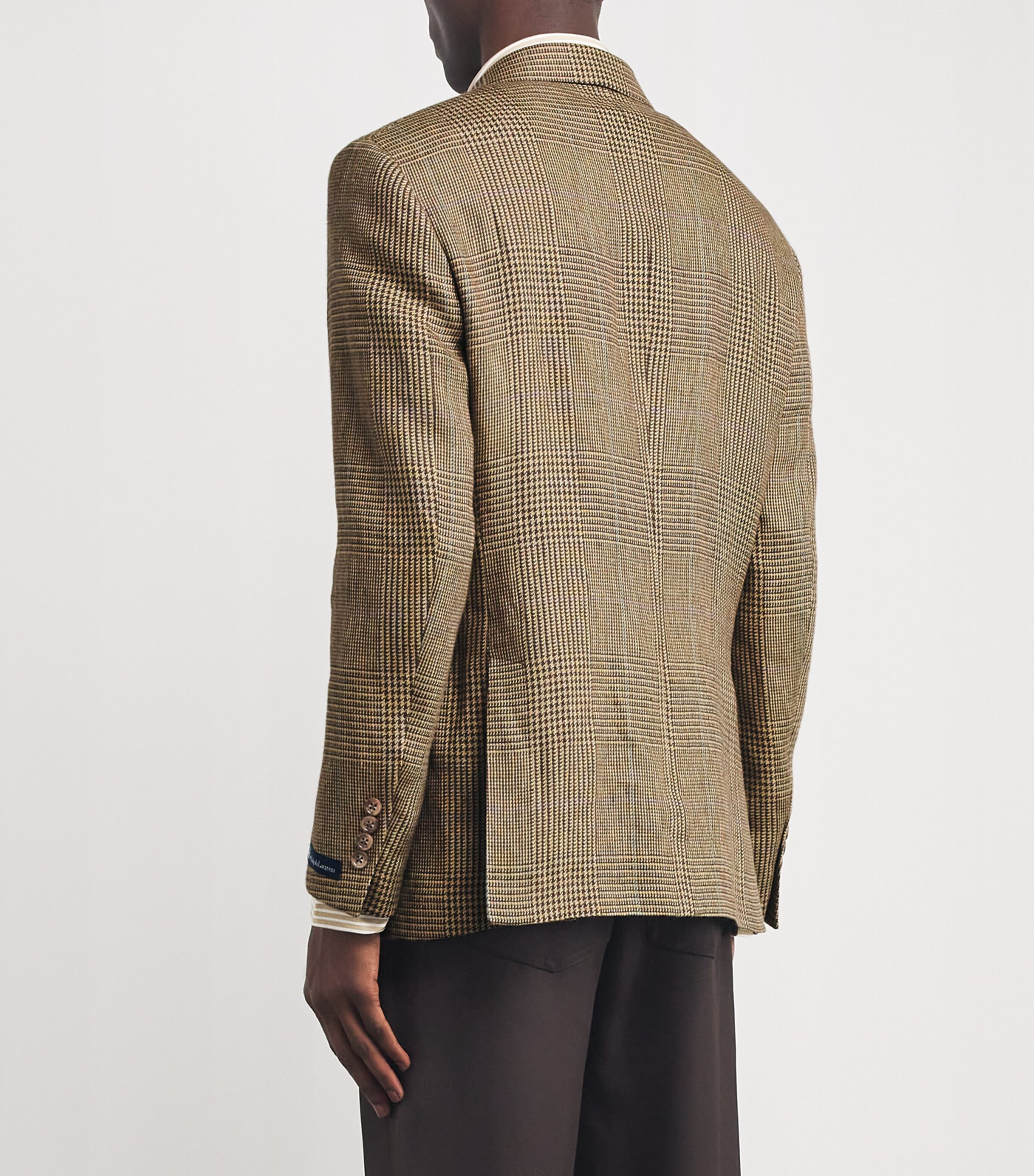 Polo Ralph Lauren Mens Linen-Blend Glen Plaid Blazer Brown Image 4