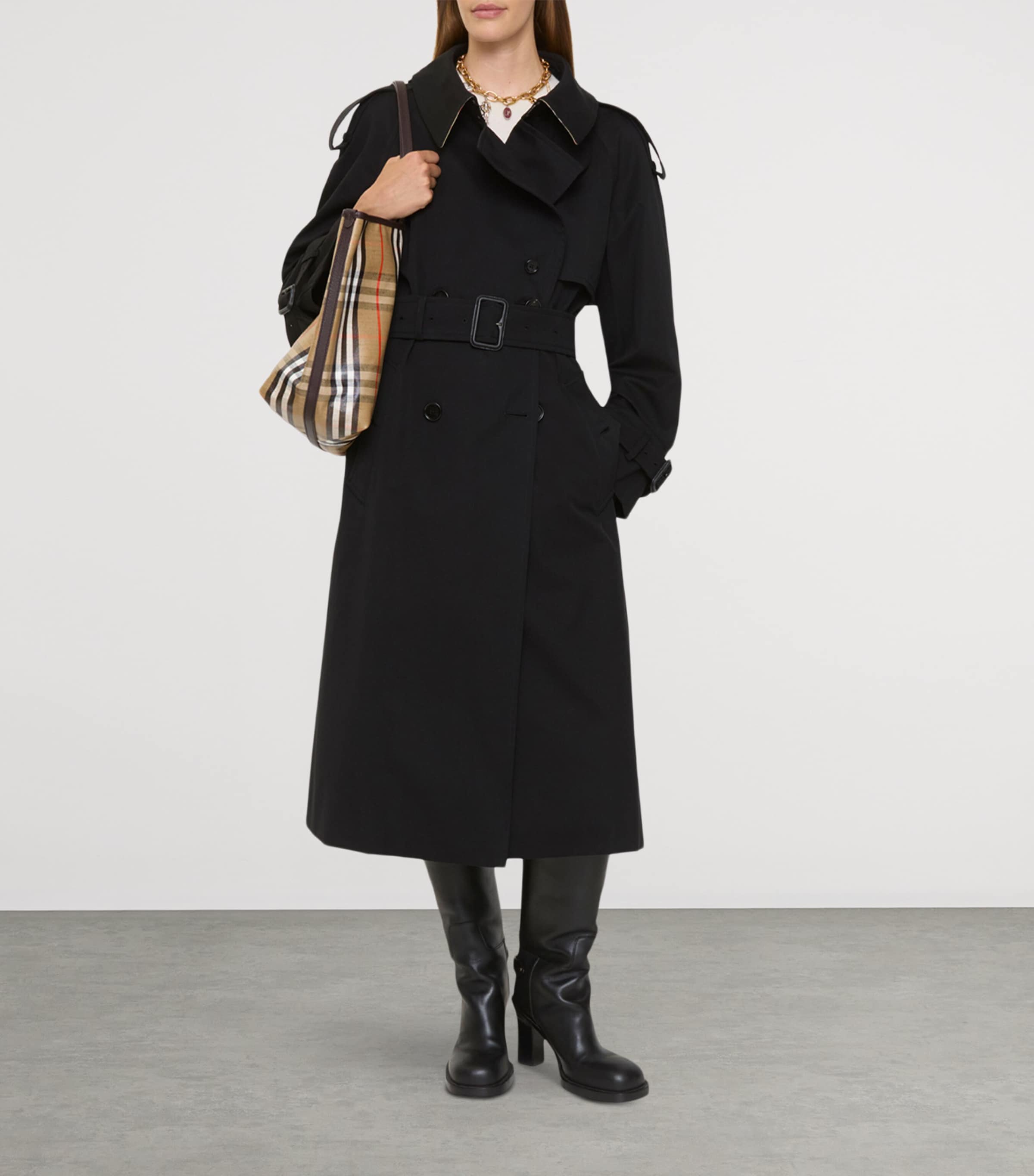 Gabardine Fitzrovia Long Trench Coat BLACK Image 2