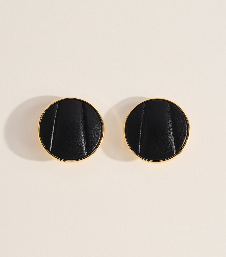 Chloé Leather Pleats Clip-On Earrings Black Image 1