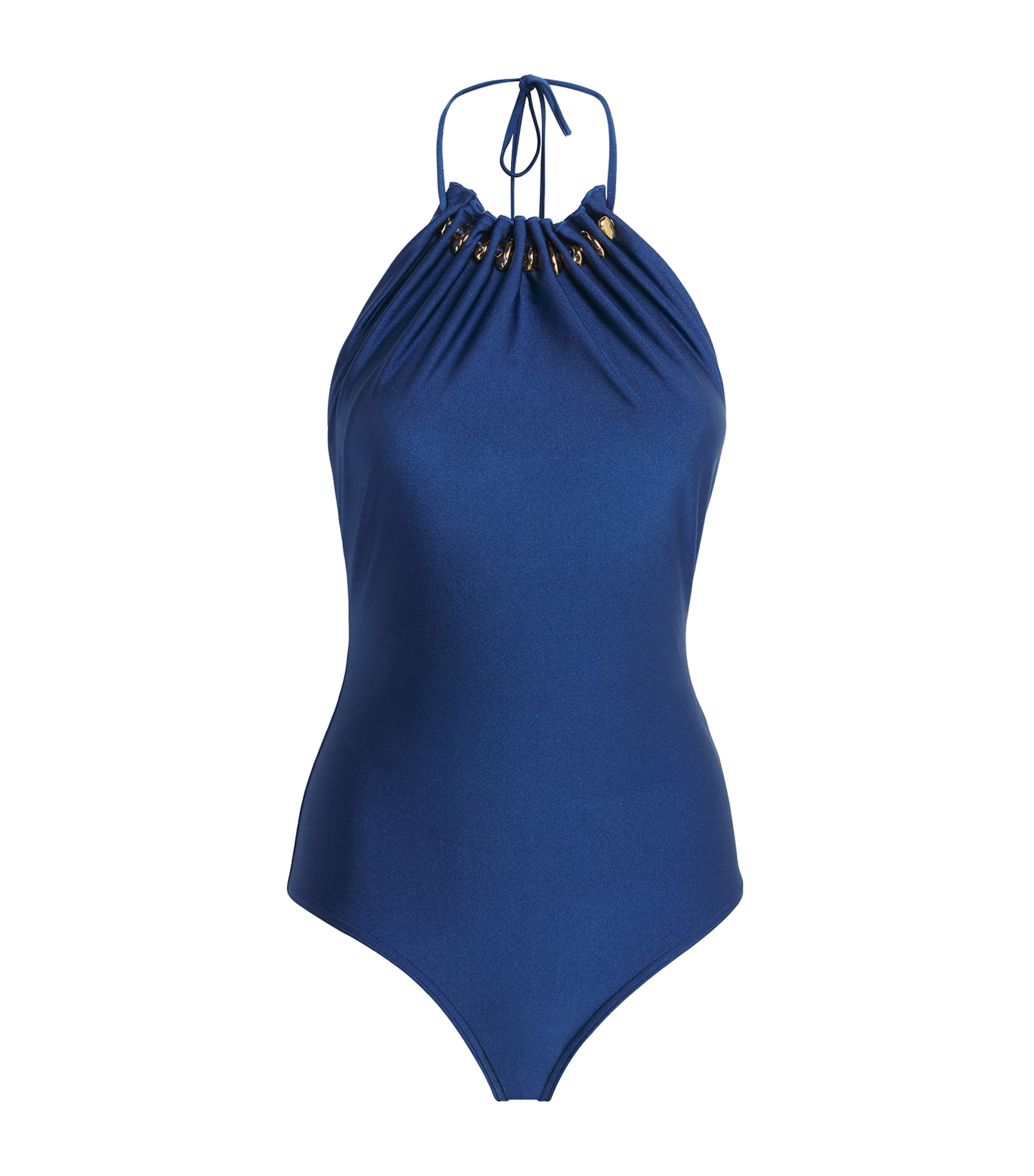 Zimmermann Womens Beaded Halterneck Aster Swimsuit Dark Cobalt Image 1
