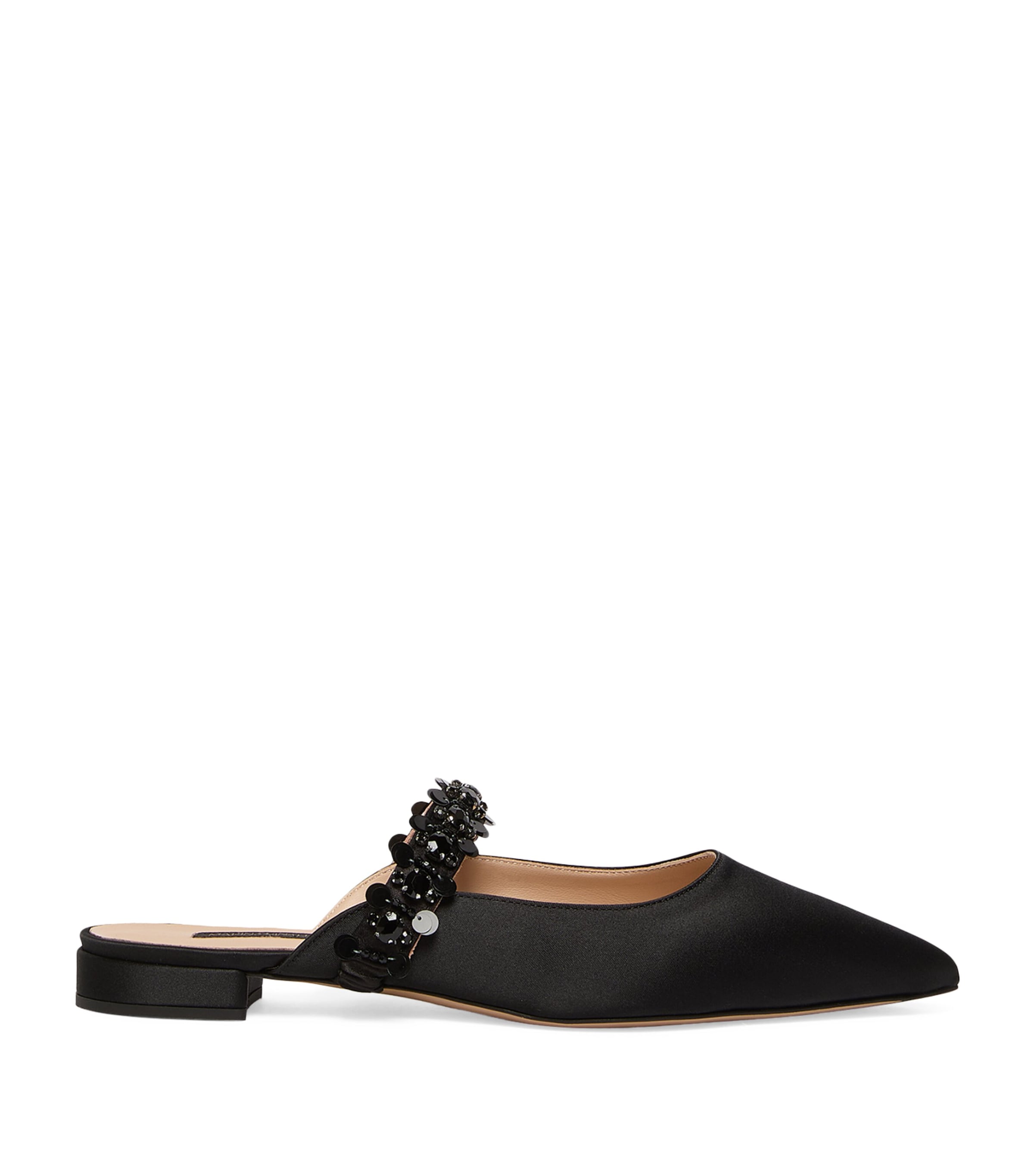 Satin Embellished Mules BLACK Image 1