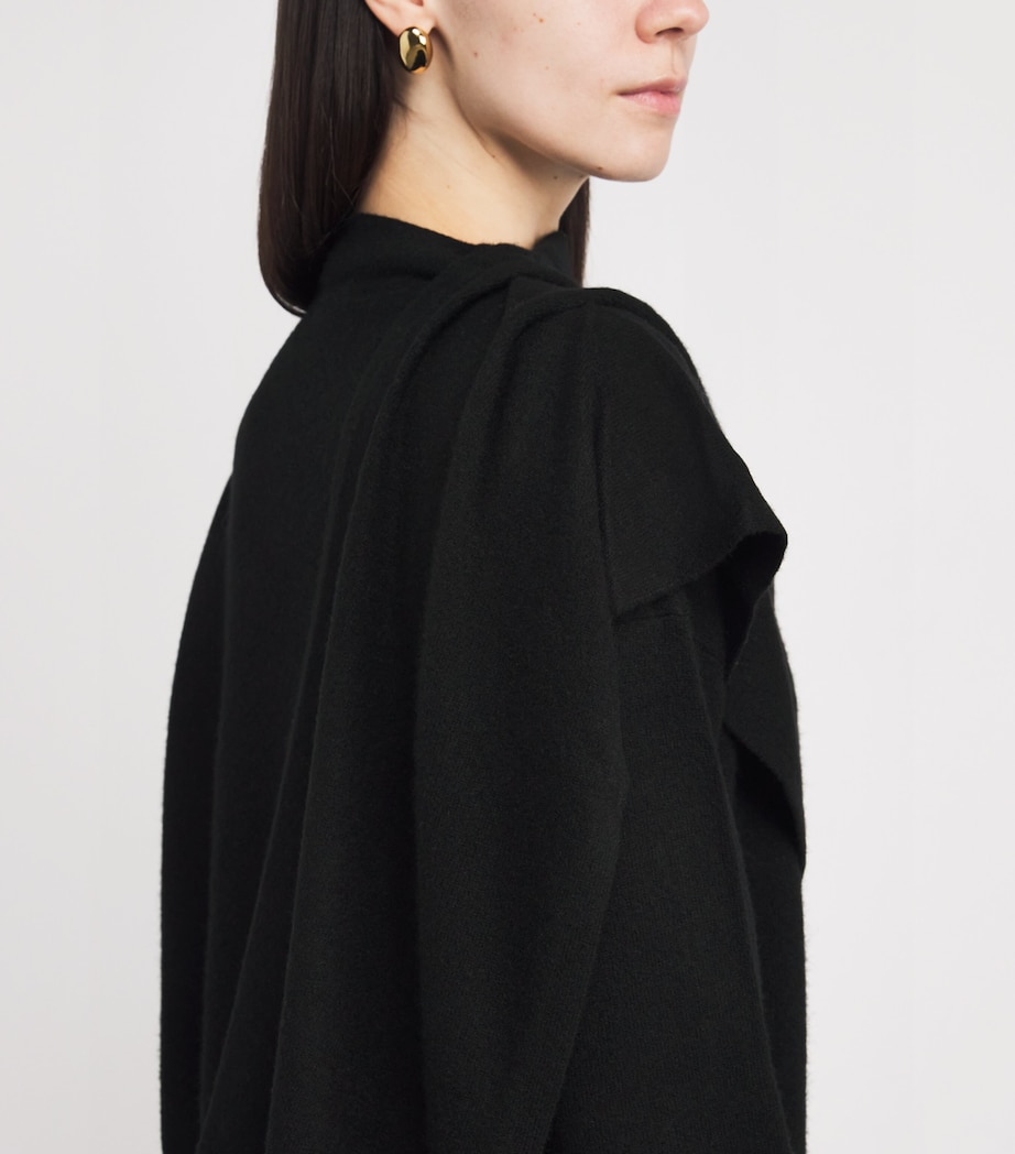 Wool-Cashmere Draped Sweater BLACK-001BLK Image 6