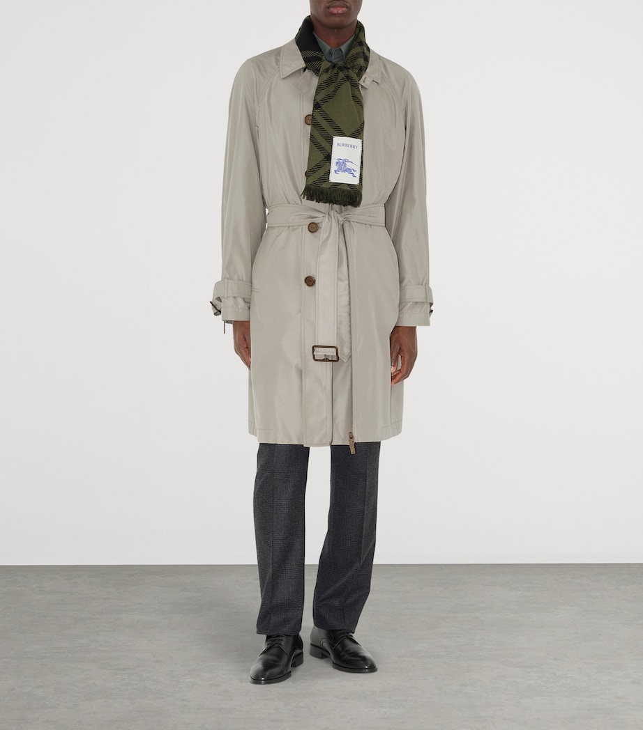 Burberry Silk-Wool Wide Check Scarf Shrub Green/black Image 4