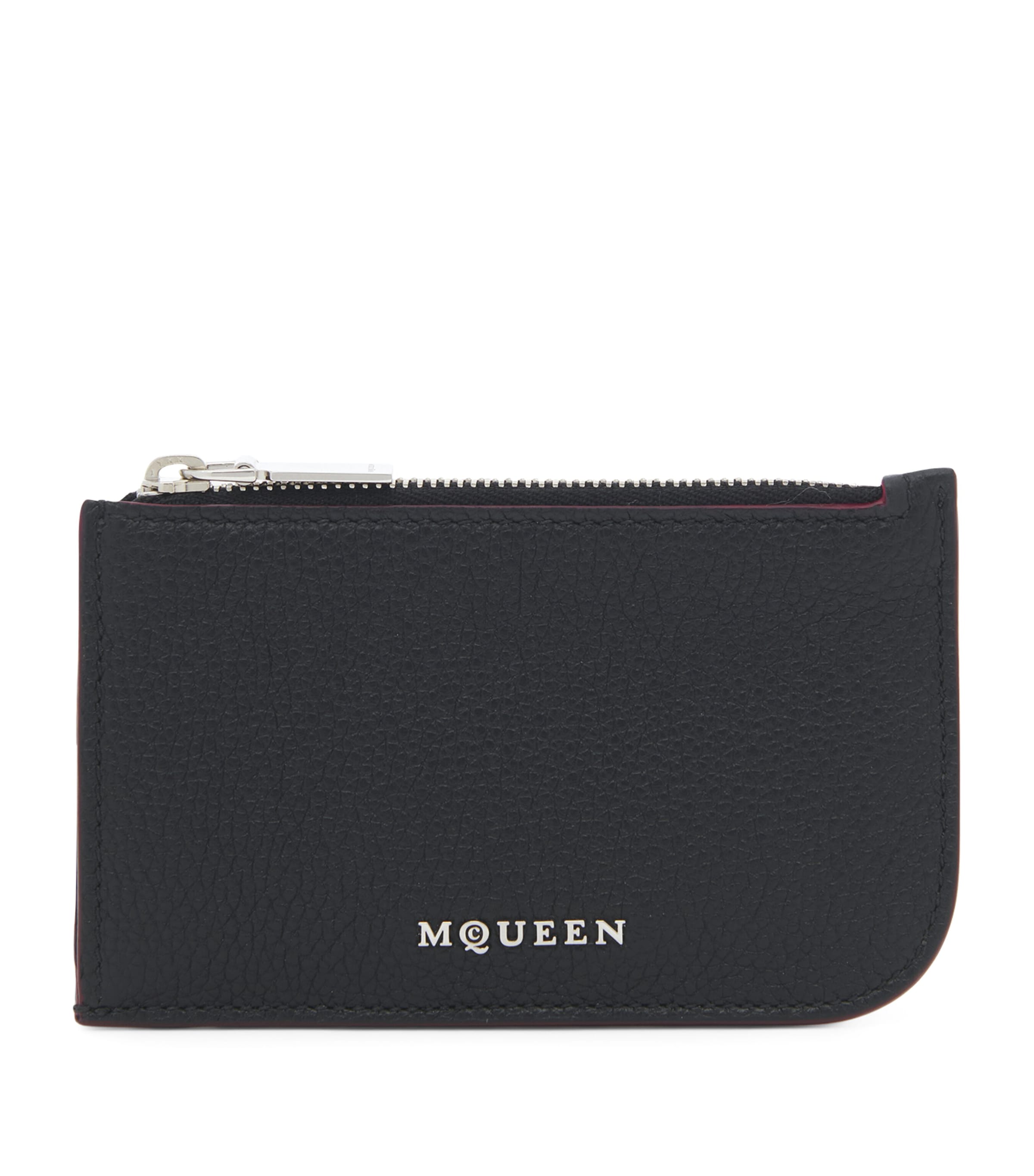 Alexander Mcqueen Logo-lettering Sling Zip Cardholder In Black