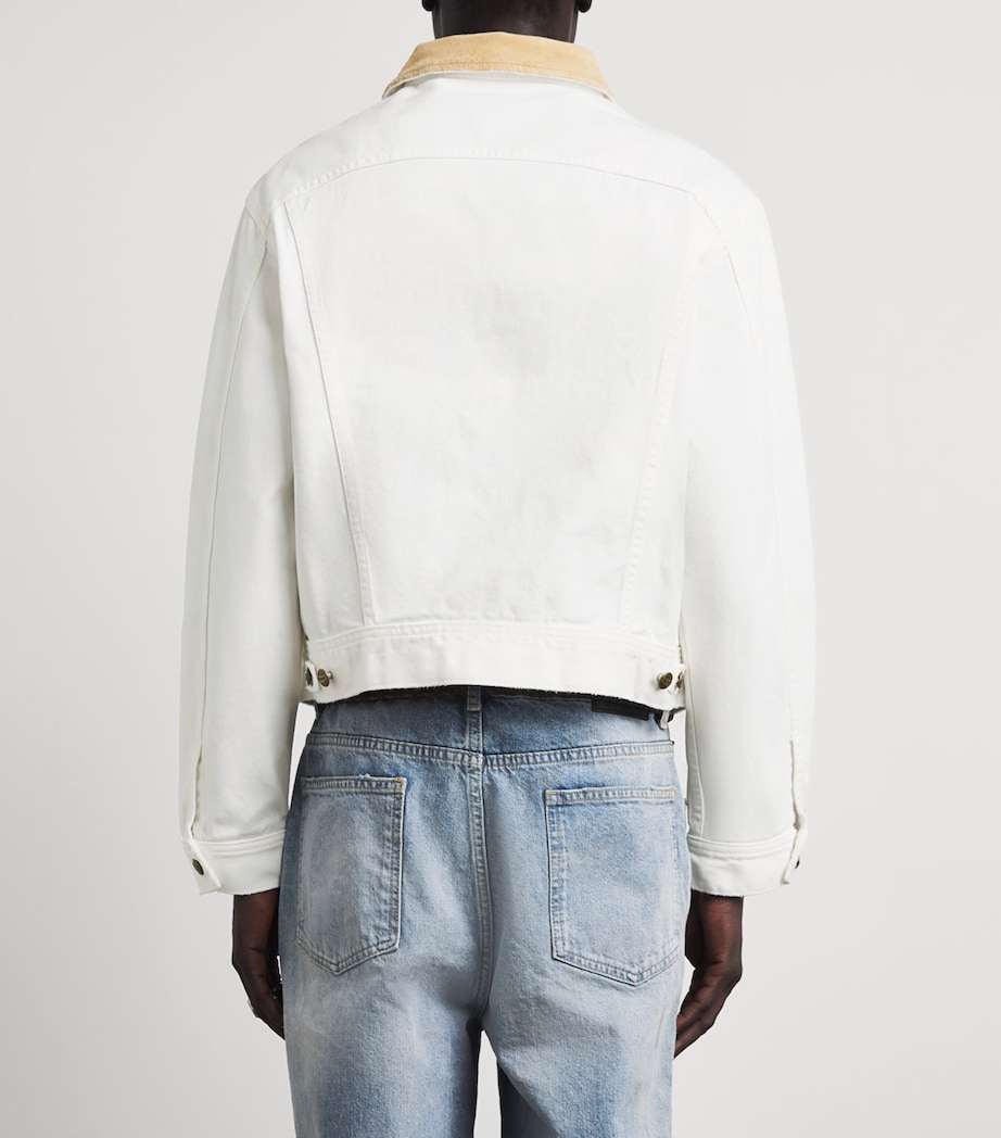 Cherry Los Angeles Mens Denim Trucker Jacket Vintage White Image 5