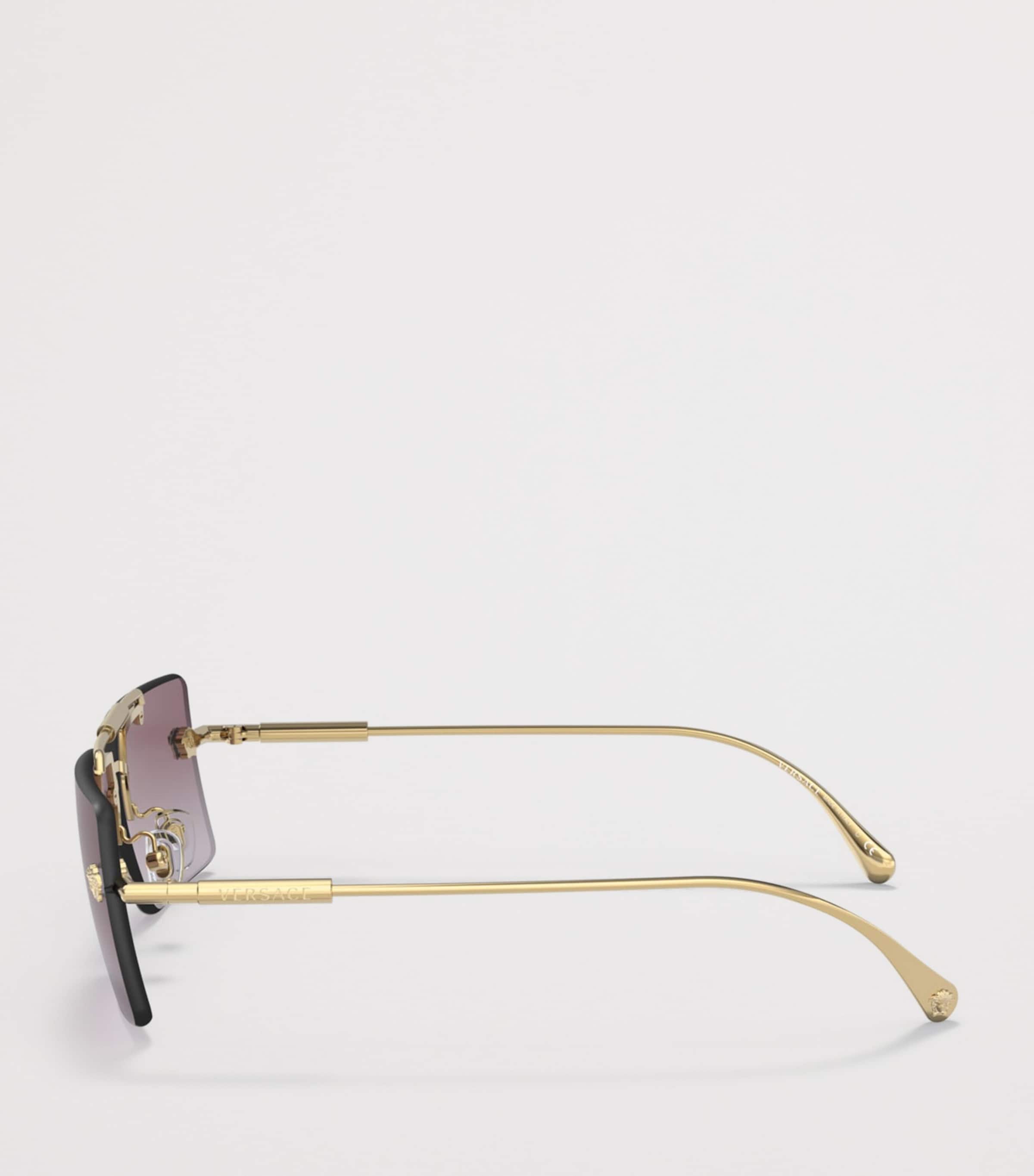 Versace Rimless Rectangle Sunglasses Gold Image 3