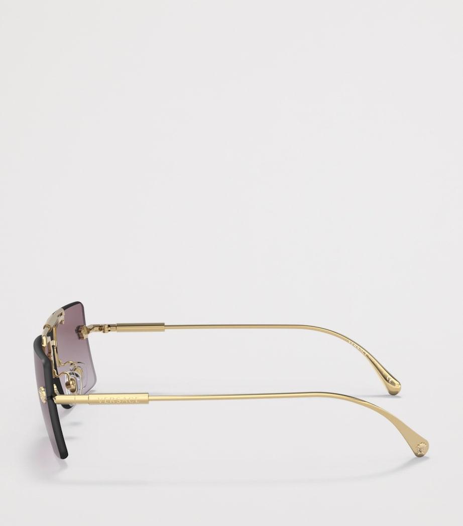 Versace Rimless Rectangle Sunglasses Gold Image 3