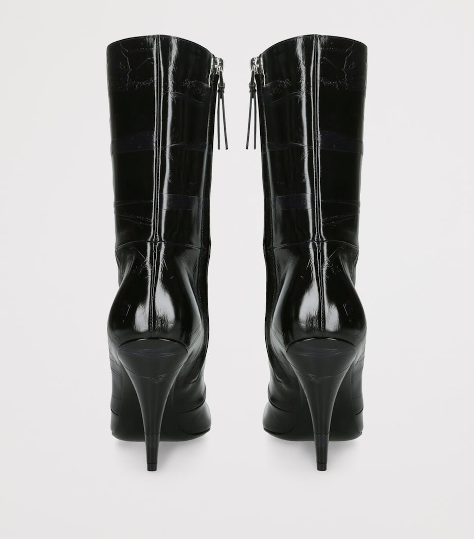 Leather Square-Toe Ankle Boots 95 BLACK Image 2