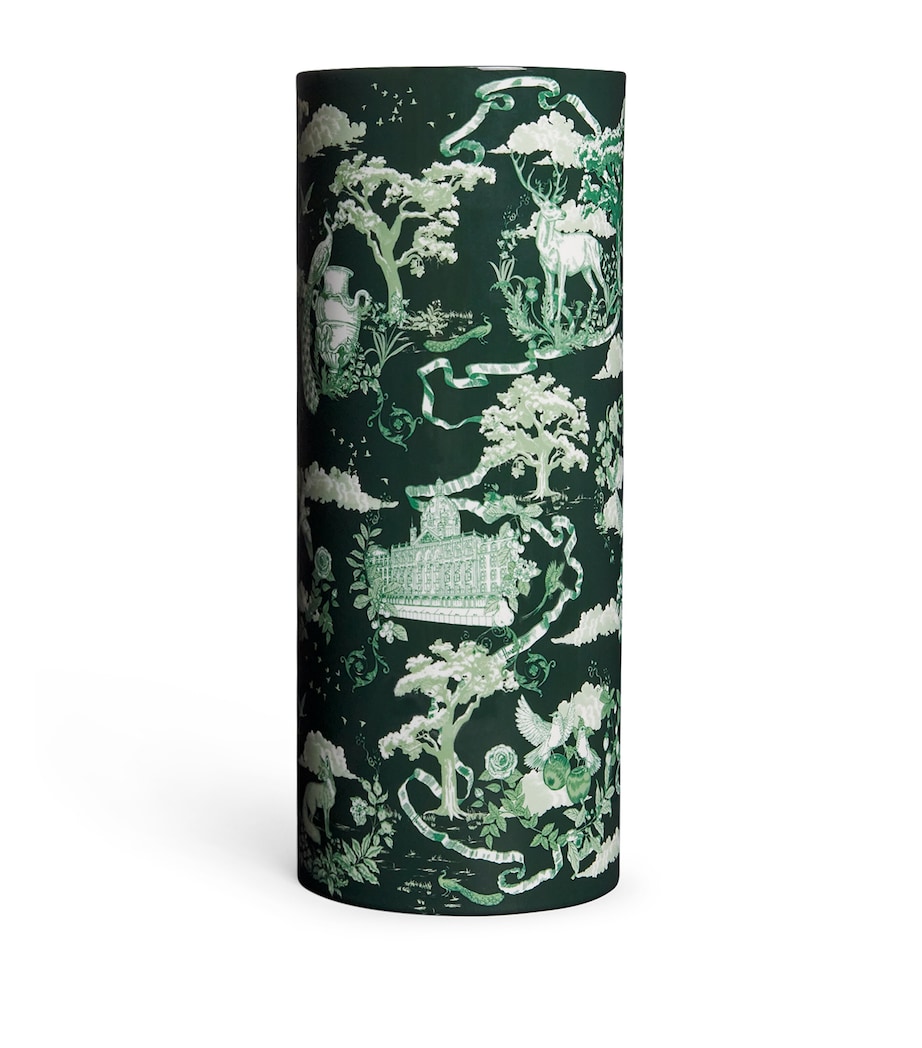 Fine Bone China Toile Vase (28cm) GREEN Image 1