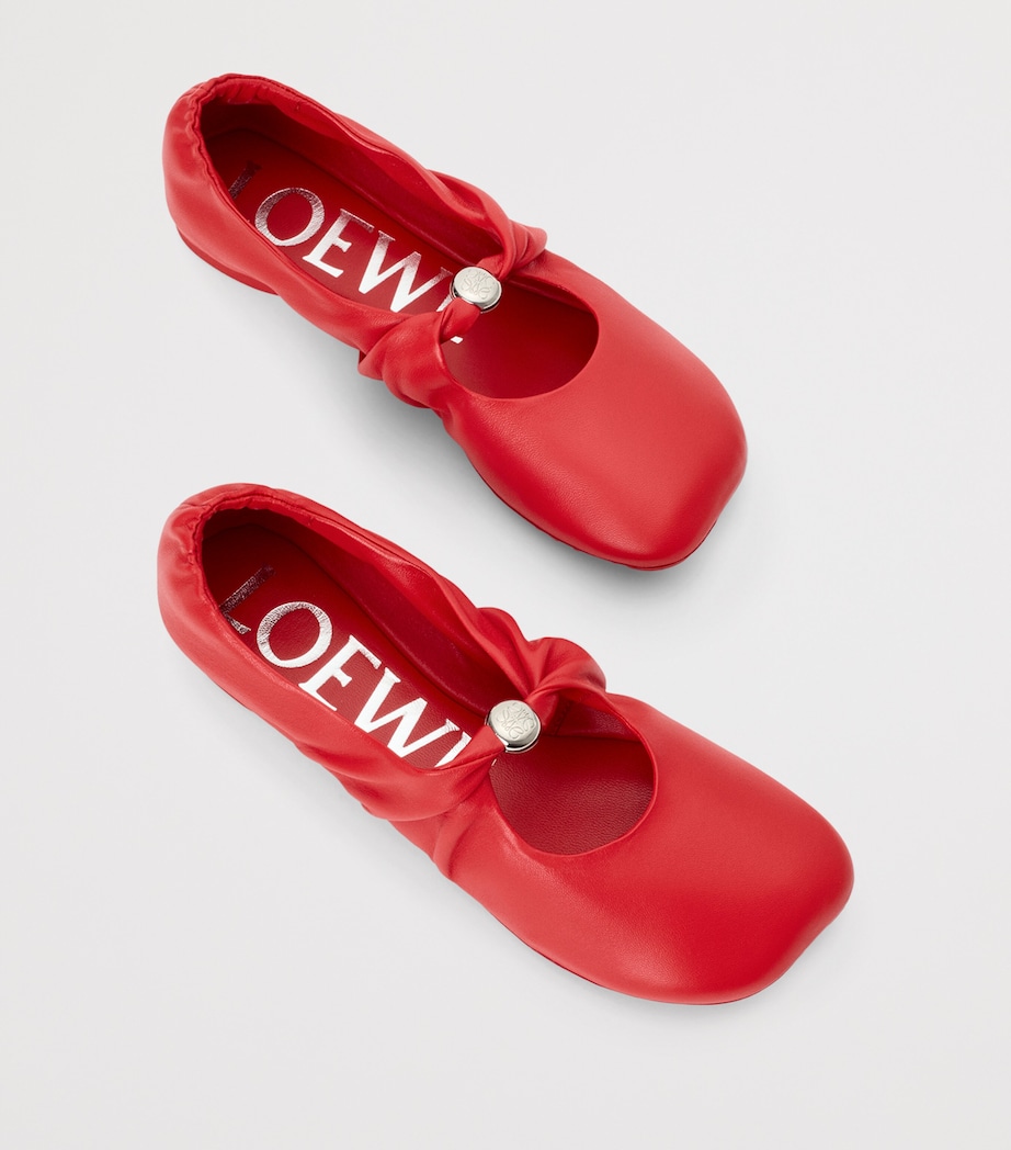 LOEWE Leather Pebble Soft Ballet Flats Red Image 4