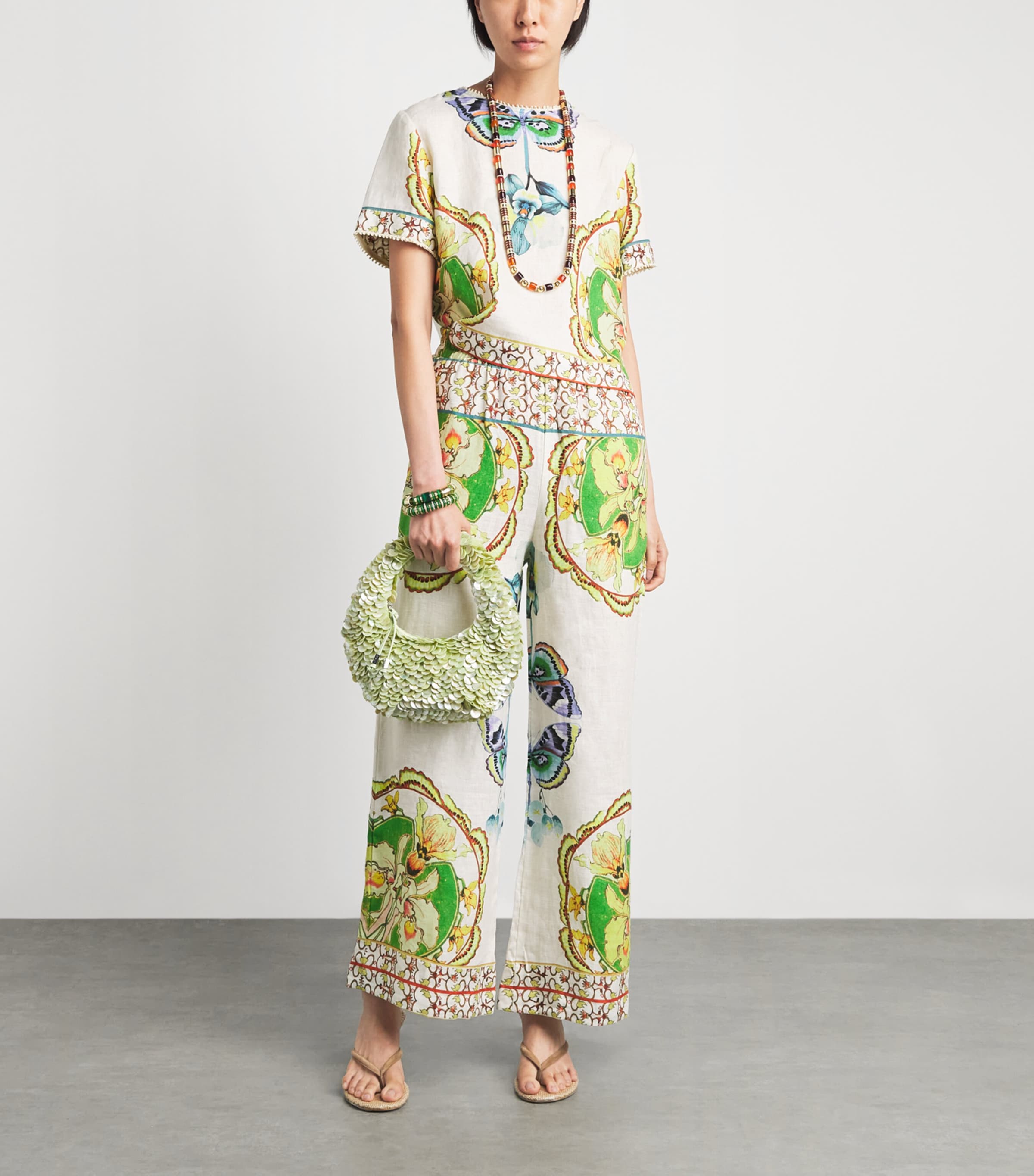 LUG VON SIGA Womens Printed Madison Wide-Leg Trousers Offwhite Multicolor Image 2