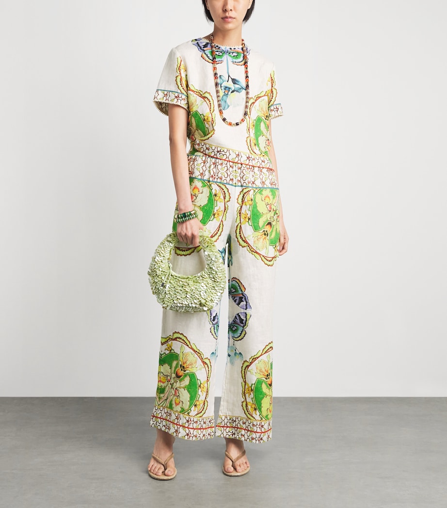 LUG VON SIGA Womens Printed Madison Wide-Leg Trousers Offwhite Multicolor Image 2