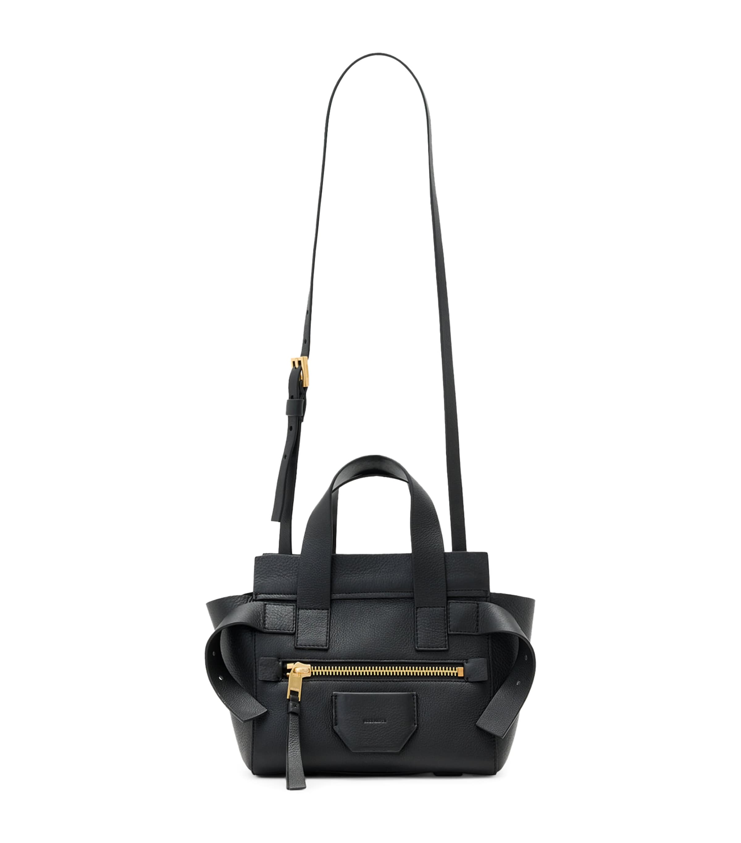 Allsaints Mini Perez Leather Crossbody Bag In Black