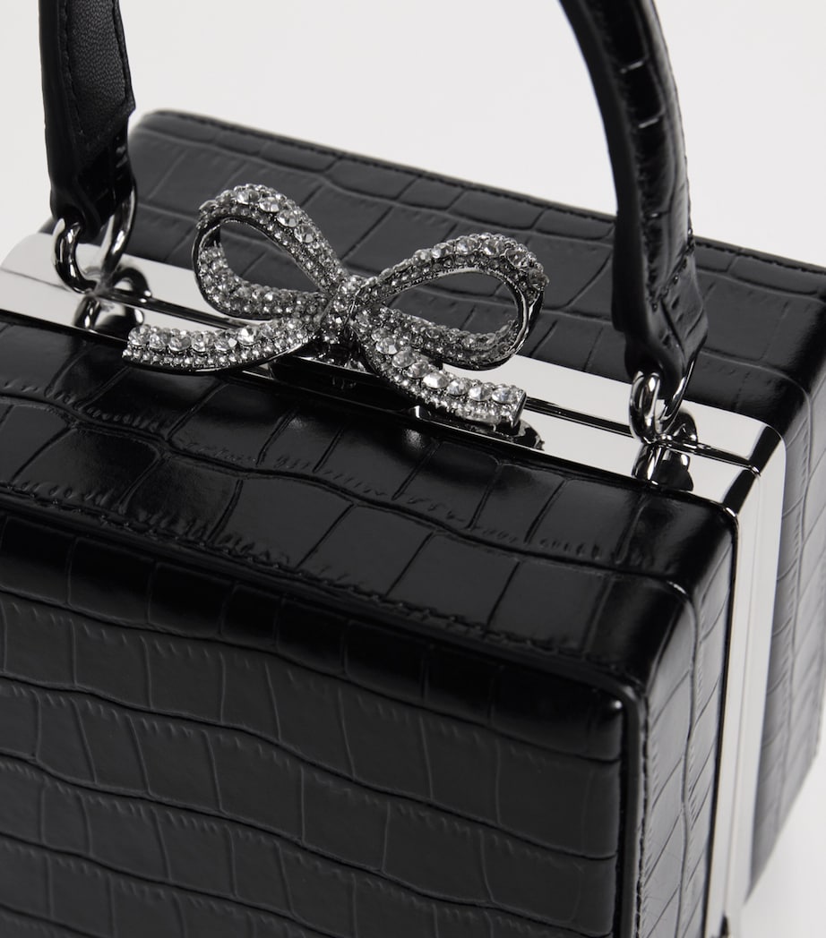 Croc-Embossed Leather Micro Bag BLACK Image 5