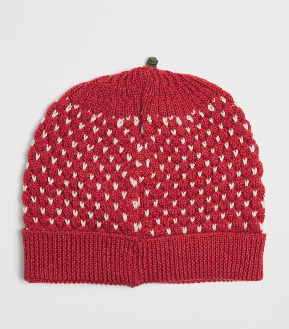 KONGES SLOJD Merino Wool Strawberry Beanie Red Image 2