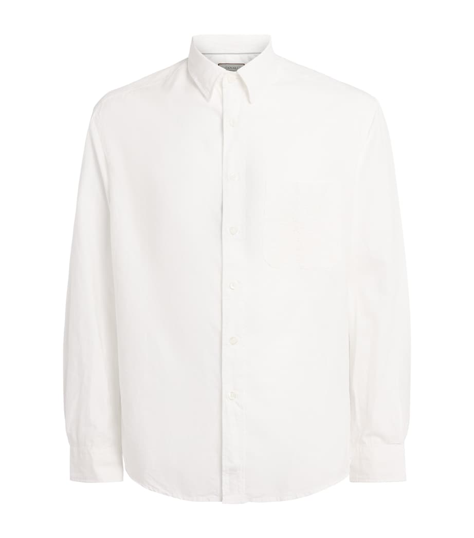 Canali Mens Linen-Cotton Embroidered Shirt Image 1